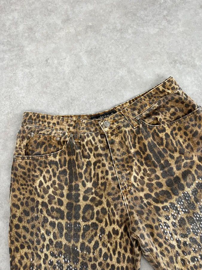 Roberto Cavalli 1990s Roberto Cavalli Brown Leopard Print Glitter Pants Size 27" / US 4 / IT 40 - 8 Thumbnail