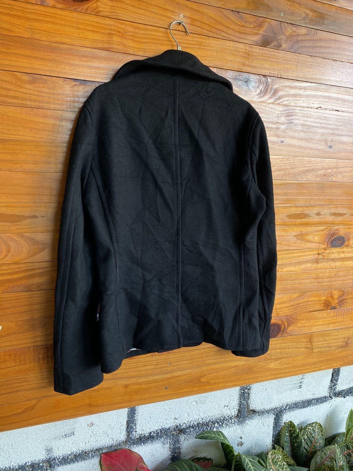 Japanese Brand Vintage Palms and Labske Black Wool Peacoat Plaid Lining Size US M / EU 48-50 / 2 - 18 Thumbnail