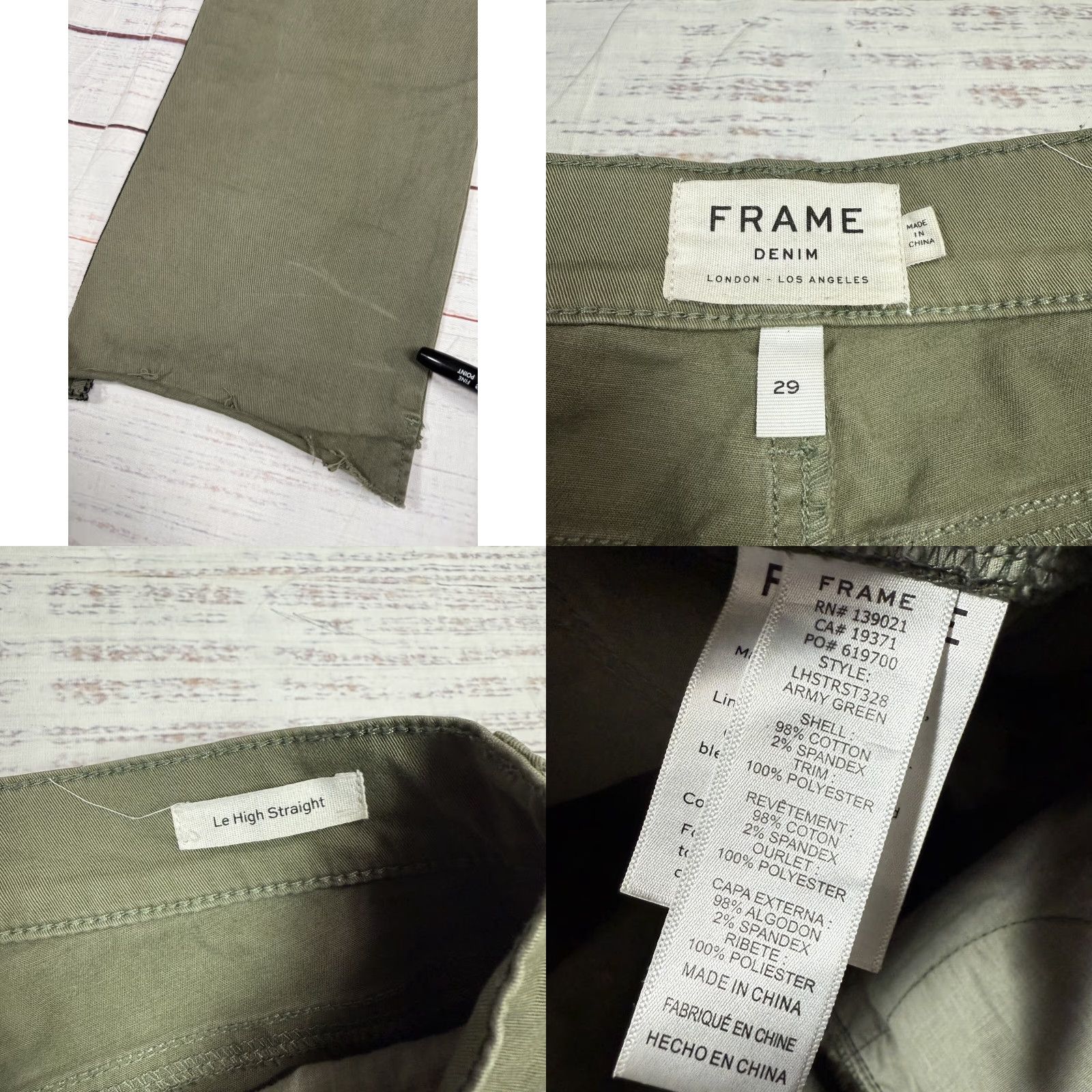 Frame FRAME Jeans London-Los Angeles Green Le Hight Straight Cotton Womens Sz 29 Denim Fashion 90s? Size 29" - 8 Thumbnail
