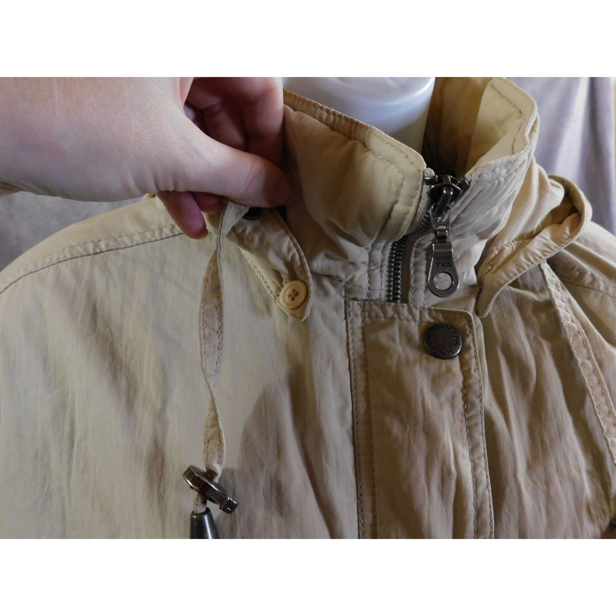 London Fog London Fog Beige Hooded Coat Size Large Petite Size L / US 10 / IT 46 - 7 Thumbnail