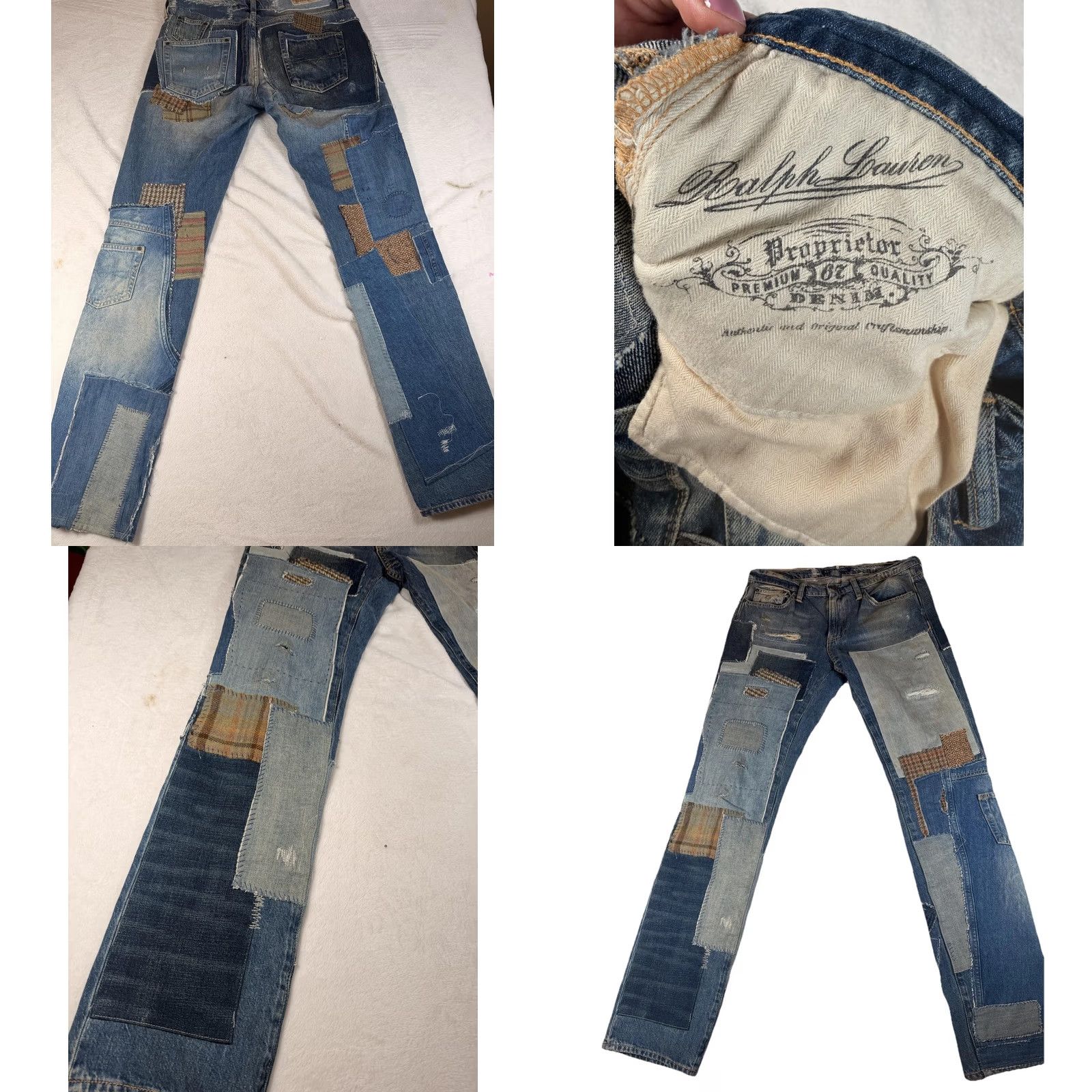Ralph Lauren Ralph Lauren Jeans 29x32 Blue Patchwork Distressed Plaid Straight R01002 Men Jeans Slim Fit Regular 29x32 Vintage No Size US 29 - 8 Thumbnail