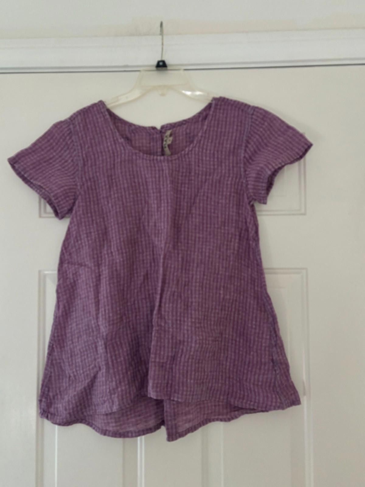 Flannel Womens purple Flax short sleeve top sz petite M #162 Size M / US 6-8 / IT 42-44 - 1 Thumbnail