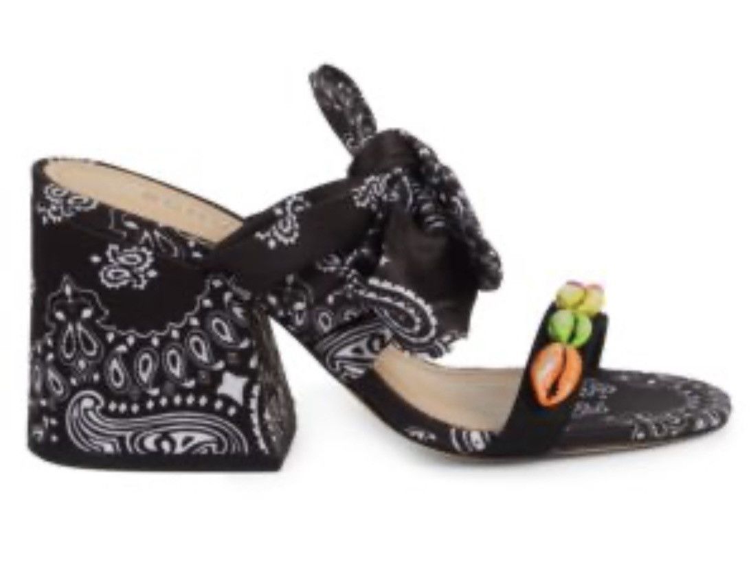 SCHUTZ Schutz Malia Embellished Shell Bandana Slide Tie Sandals Size US 9 / IT 39 - 12 Thumbnail