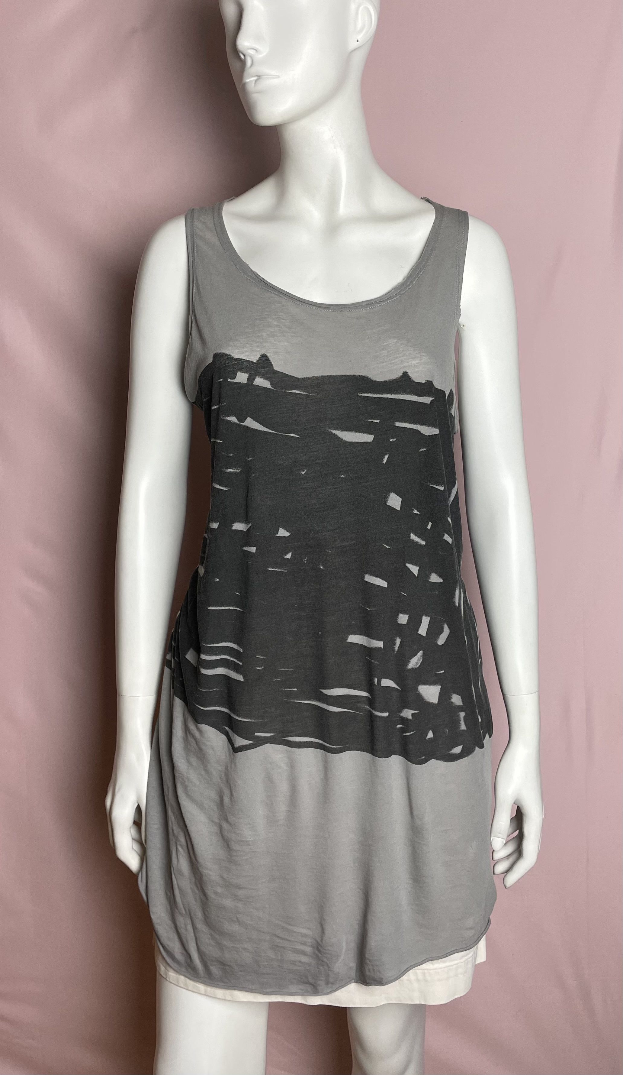 Rundholz Rundholz Black Label Grey Scribble Print Cotton Top Vest Size L / US 10 / IT 46 - 1 Thumbnail