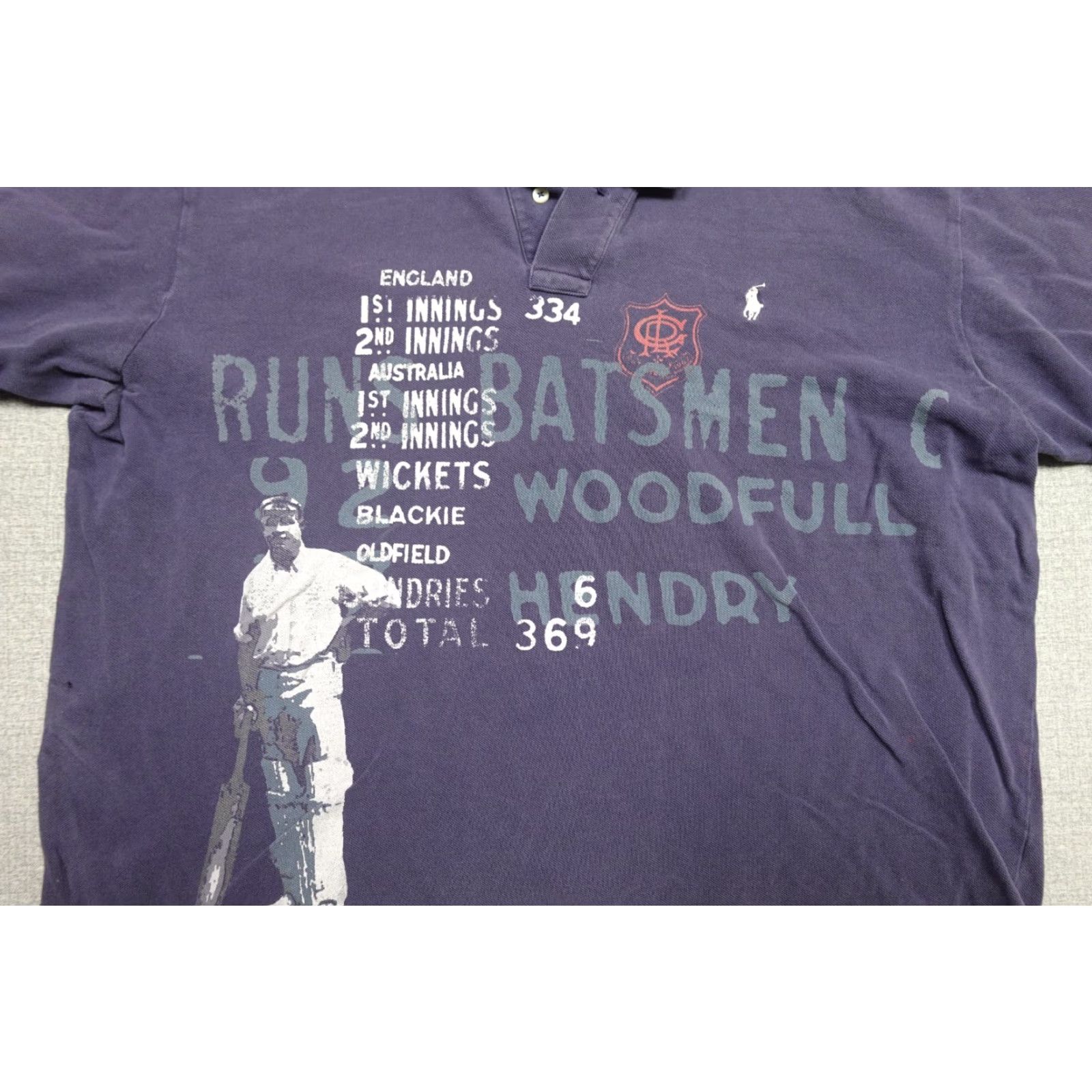 Ralph Lauren VINTAGE Ralph Lauren Polo Mens XL Blue Crickett All Over Print Batsman Polo Shirt Size US XL / EU 56 / 4 - 3 Thumbnail