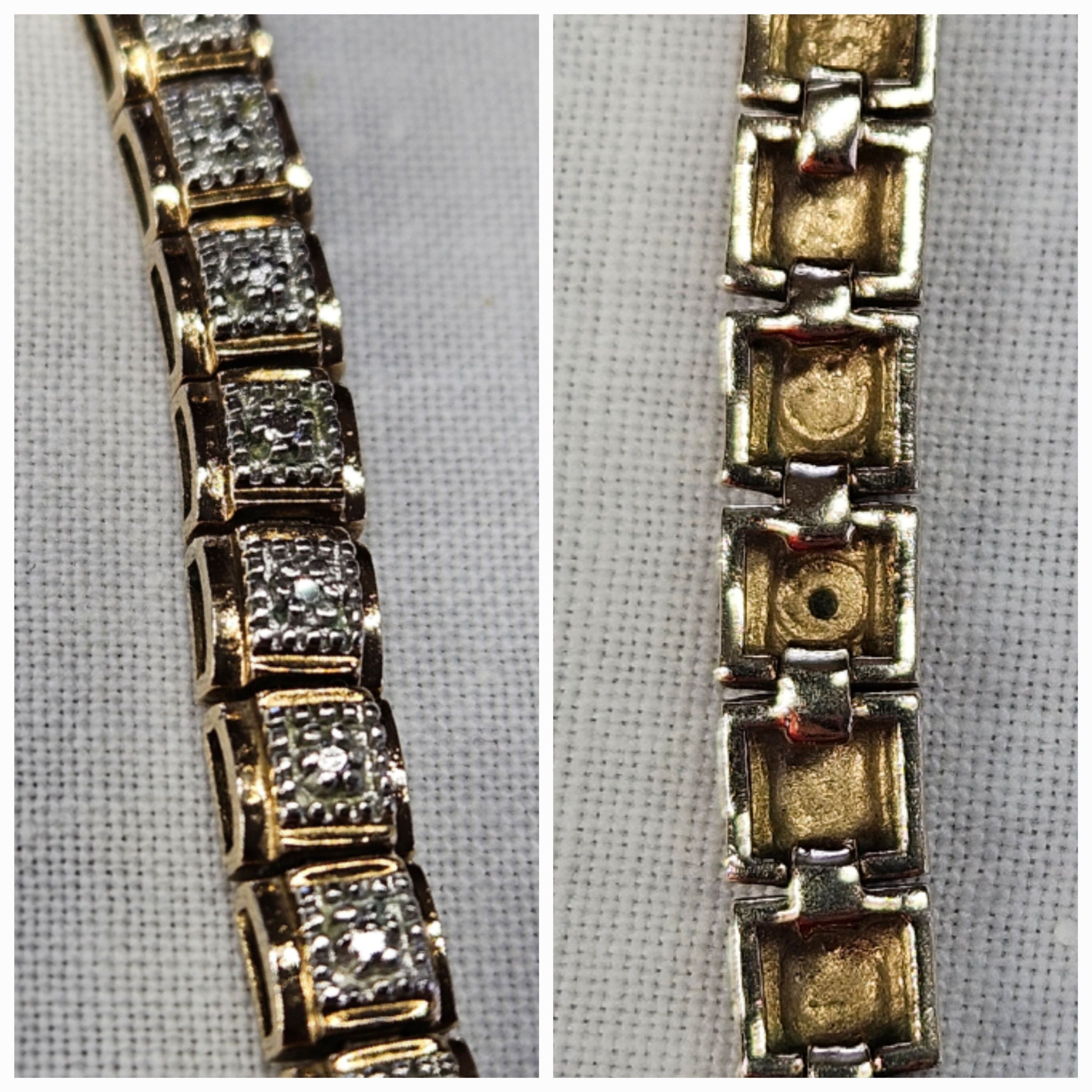 Other Tennis Bracelet 7.5" 925 Silver Gold Vermiel Square Link Size ONE SIZE - 9 Thumbnail