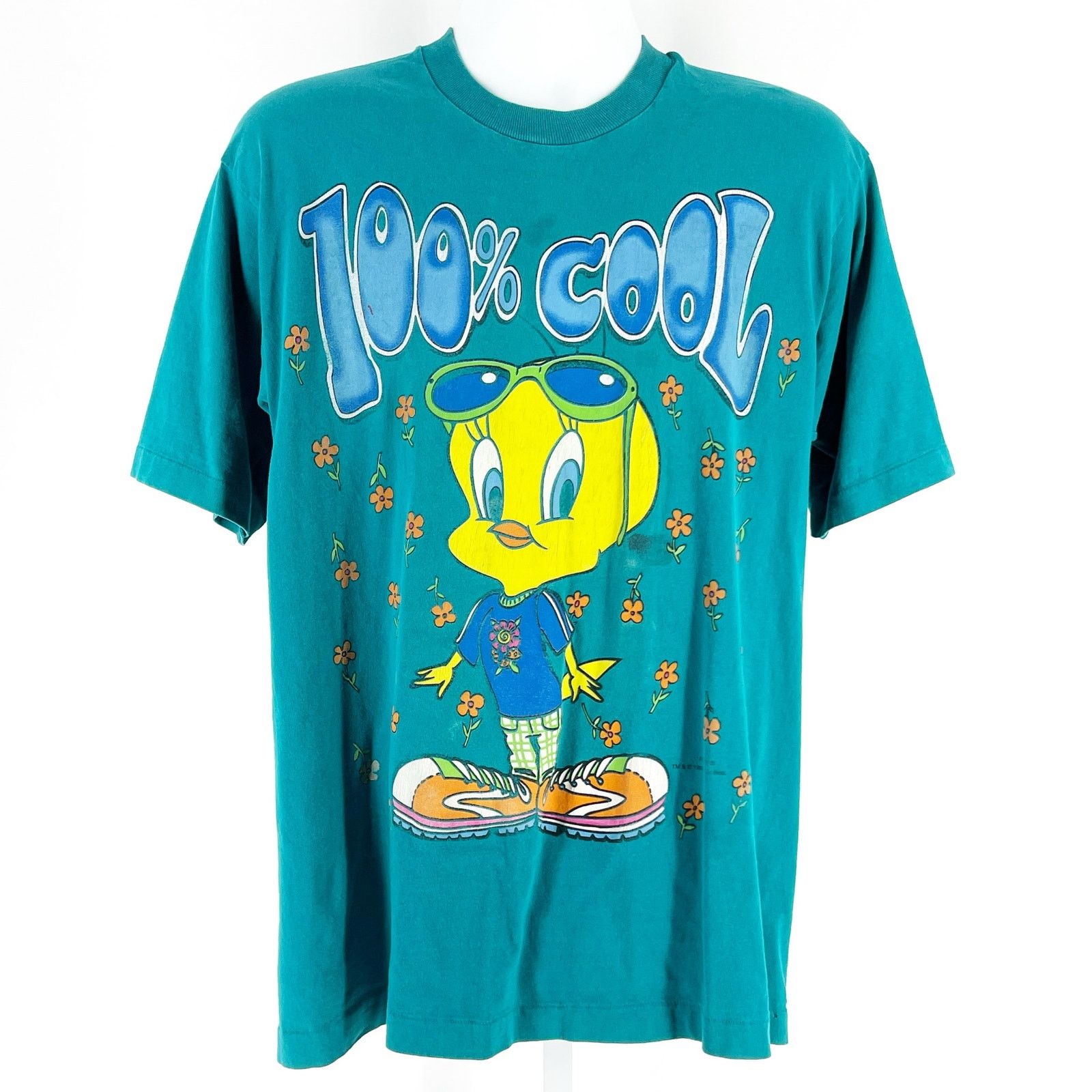 Vintage 90s Looney Tunes Tweety Bird 100% Cool Tshirt 1990s vintage Size US XL / EU 56 / 4 - 1 Thumbnail