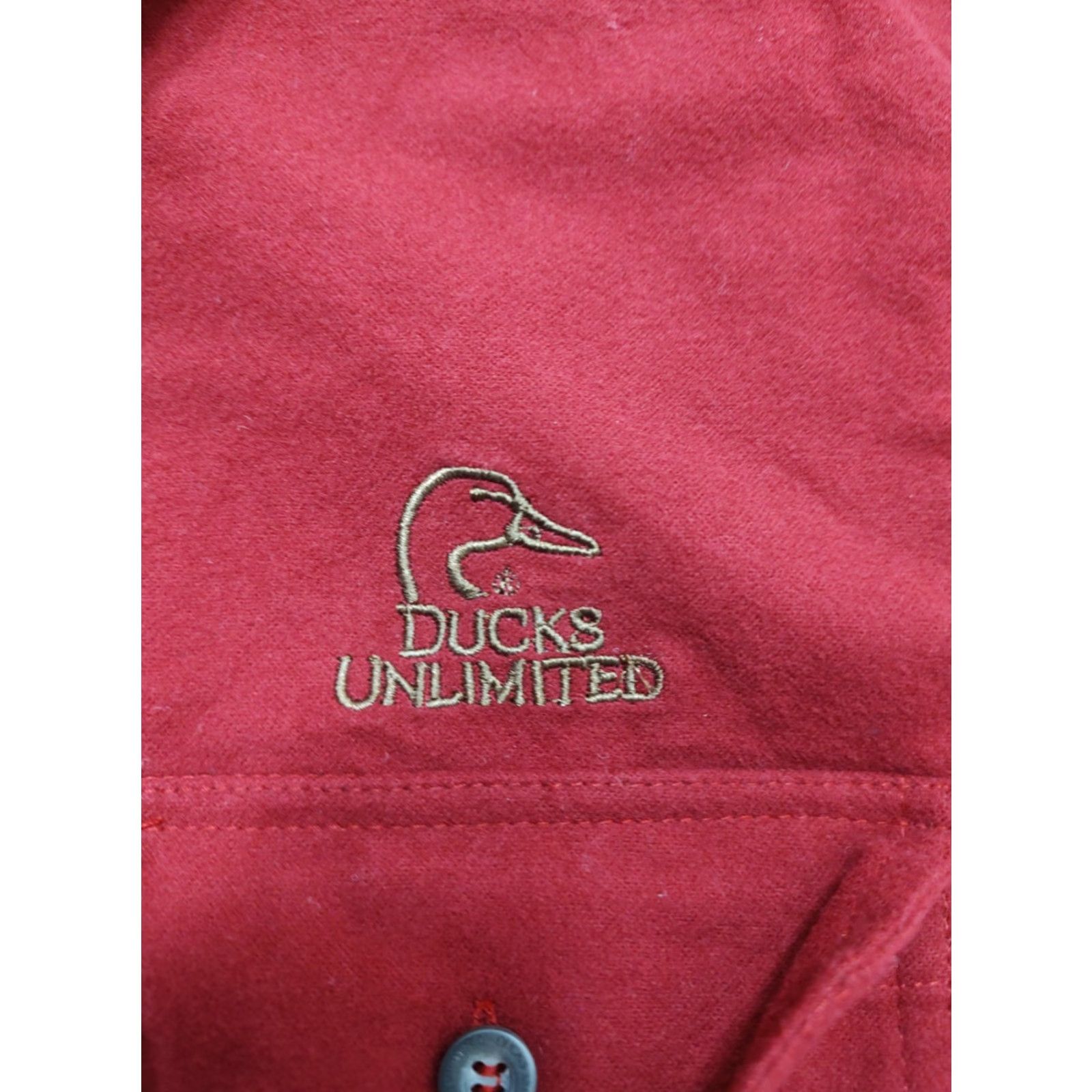 Vintage Ducks Unlimited Shirt Mens Large Red Chamois Flannel Long Sleeve Button-Up Embroidered Pocket Outdoor Nature Ducks Hunting Size US L / EU 52-54 / 3 - 4 Thumbnail