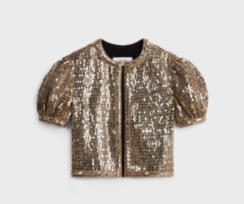 Celine o1w1db11124 Embroidered Cardigan Jacket in Gold Size XS / US 0-2 / IT 36-38 - 1 Thumbnail