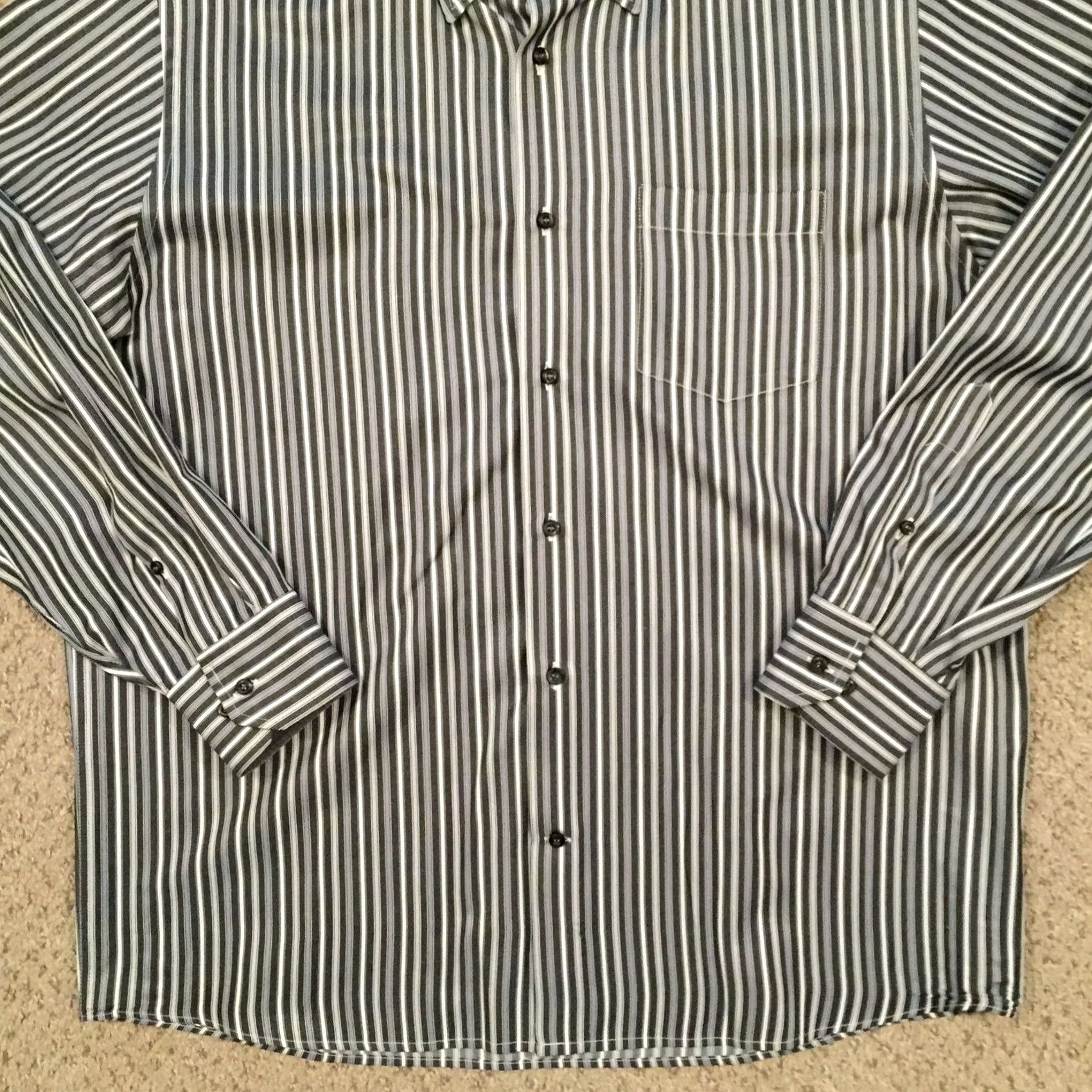 Vintage Profilo Uomo Shirt Mens L Gray Striped Long Sleeve Button Up Italy Size US L / EU 52-54 / 3 - 4 Thumbnail