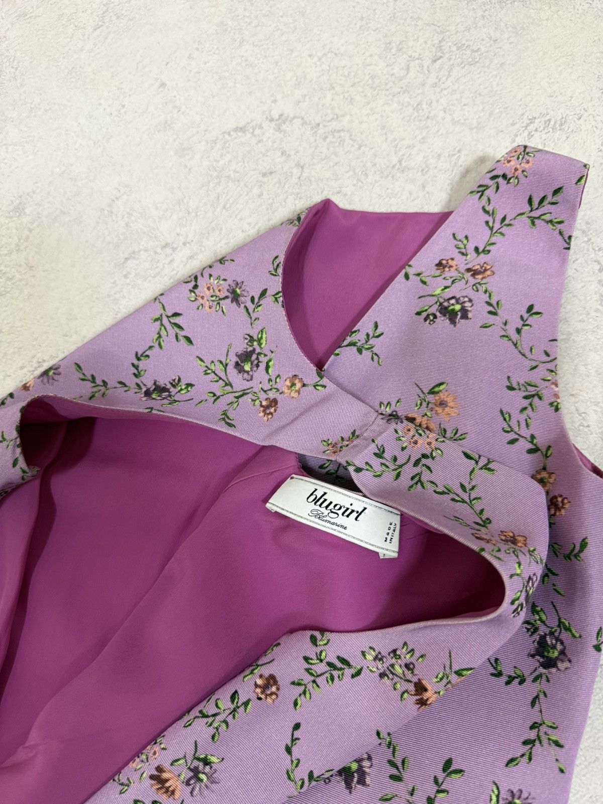Blumarine Blugirl Blumarine Purple Sleeveless Floral Mini Dress Size XS / US 0-2 / IT 36-38 - 14 Thumbnail
