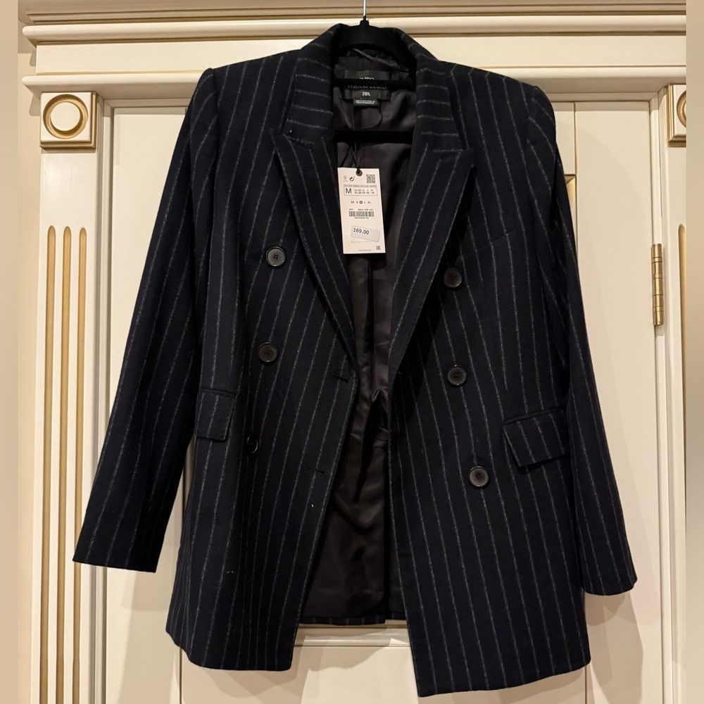 Zara NWT ZARA LIMITED EDITION WOOL BLEND BLAZERNAVY BLUE SIZE M Size M / US 6-8 / IT 42-44 - 3 Thumbnail