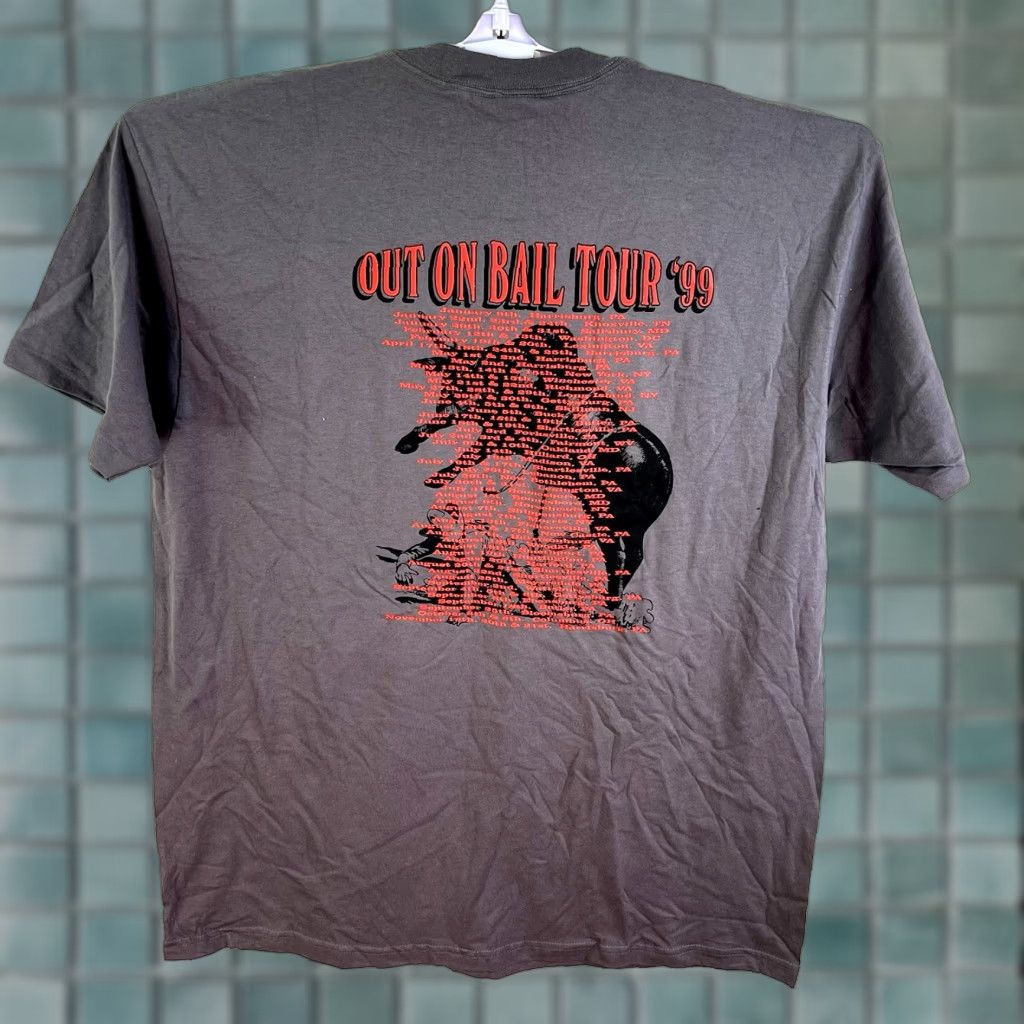 Anvil VINTAGE Anvil Out On Bail Rodeo Tour 1999 T-Shirt Men 2XL Graphic Print Gray 90s Size US XXL / EU 58 / 5 - 1 Thumbnail