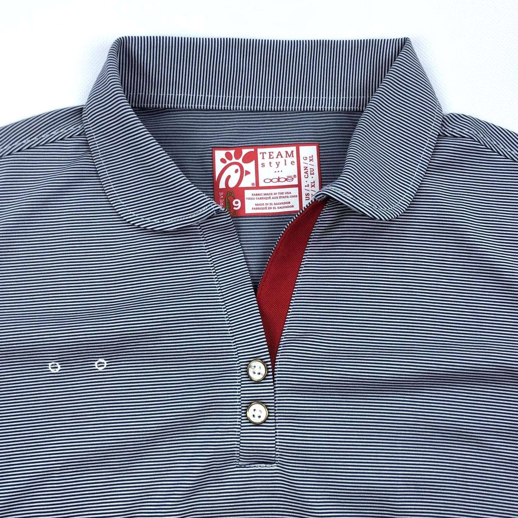 Vintage oobe Chick-fil-A Team Style Women's Gray Striped Polo Shirt L Recycled Size L / US 10 / IT 46 - 2 Thumbnail
