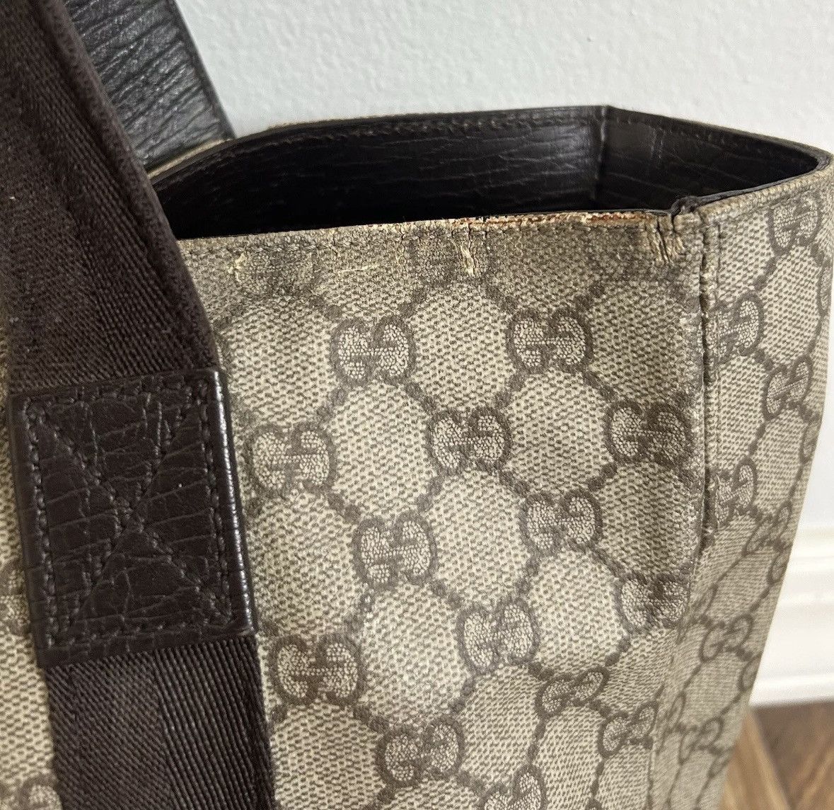 Gucci GUCCI GG Monogram Supreme Tote Bag Handbag Brown Size ONE SIZE - 7 Thumbnail