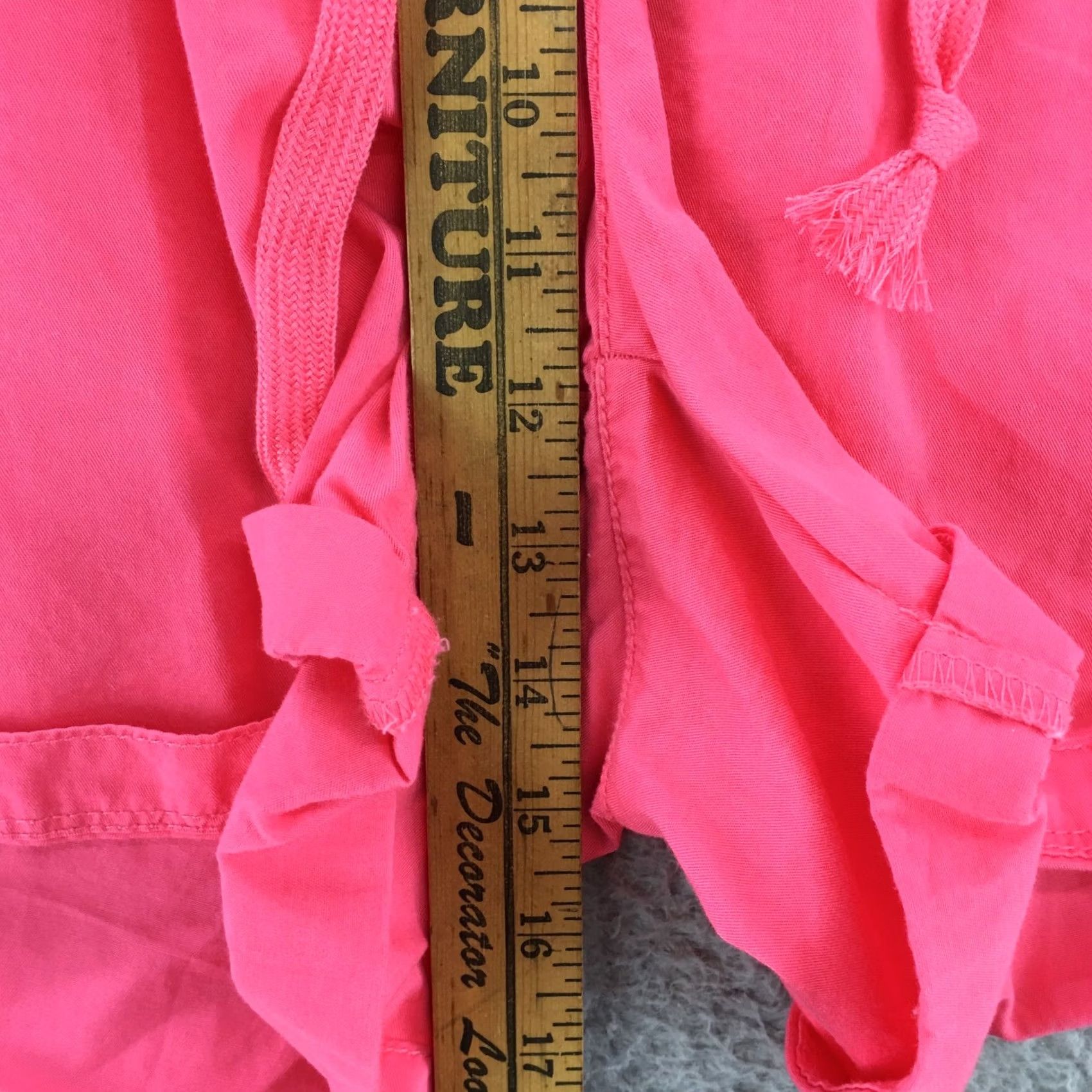 Vintage Maurices Board Shorts Womens 3 Pink Cotton Elastic Adjustable Waist Tie Pockets Size 26" / US 2 / IT 38 - 6 Thumbnail