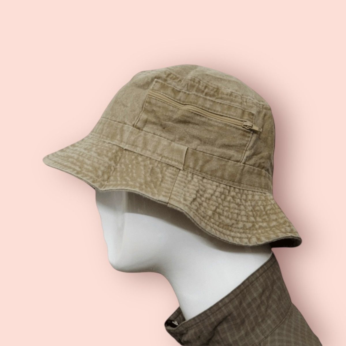 Japanese Brand VINTAGE BUCKET HAT WITH SIDE ZIPPER POCKETS Size ONE SIZE - 2 Thumbnail