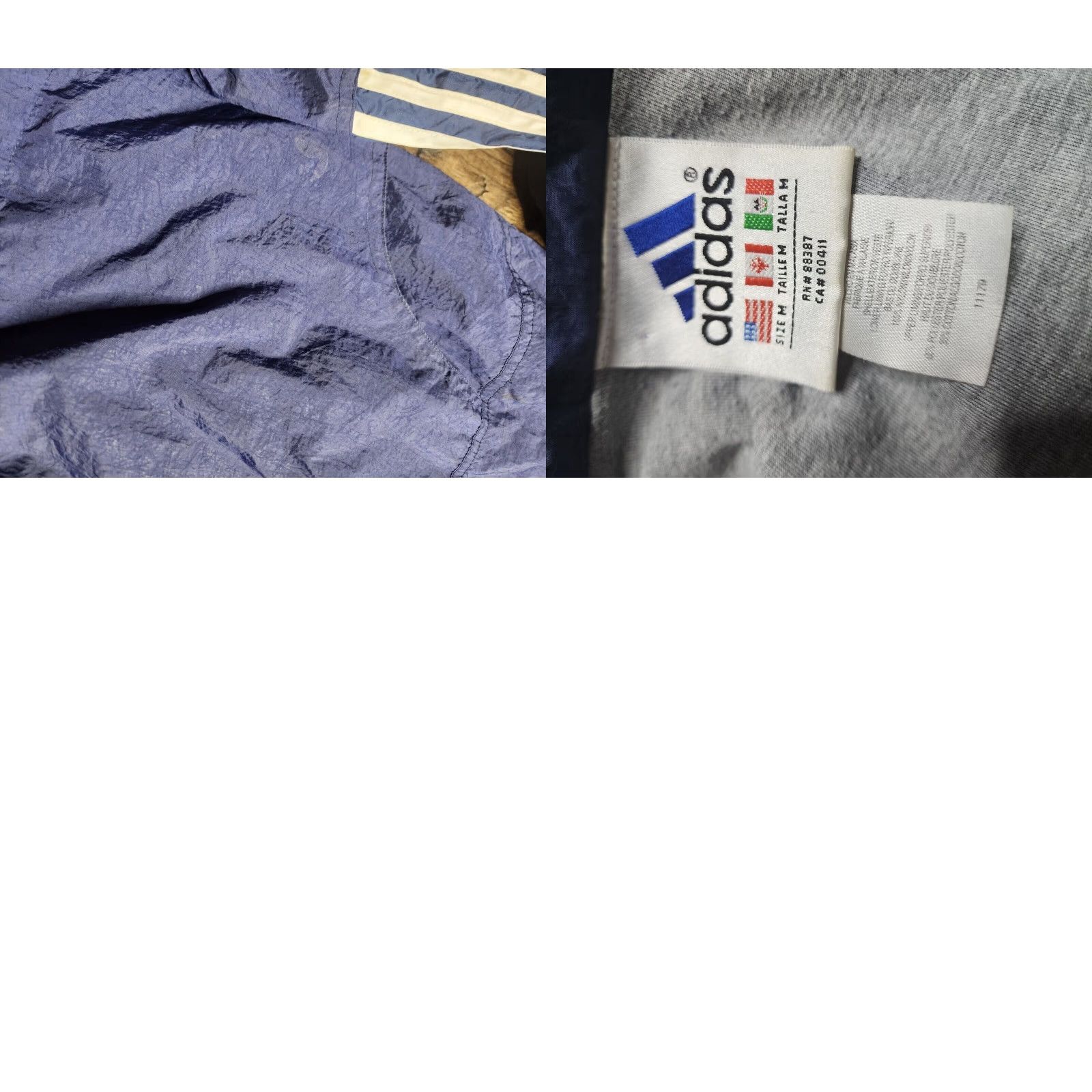 Adidas VINTAGE Adidas Windbreaker Jacket Nylon Lined Mid-Length Blue Mens M Size US M / EU 48-50 / 2 - 8 Thumbnail