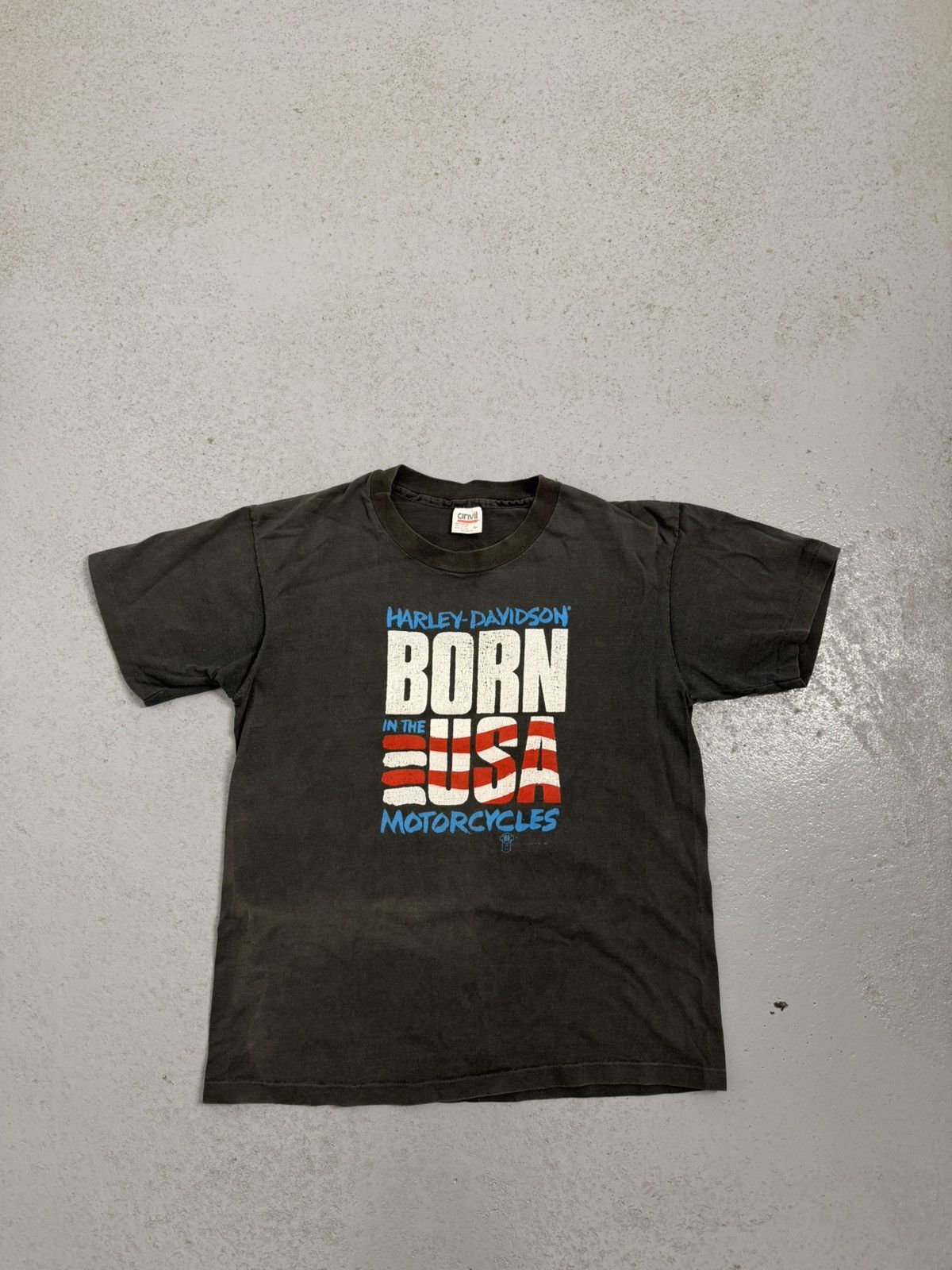 Harley Davidson Vintage 1987 Anvil Harley-Davidson Born In The USA T-Shirt Size US L / EU 52-54 / 3 - 1 Thumbnail