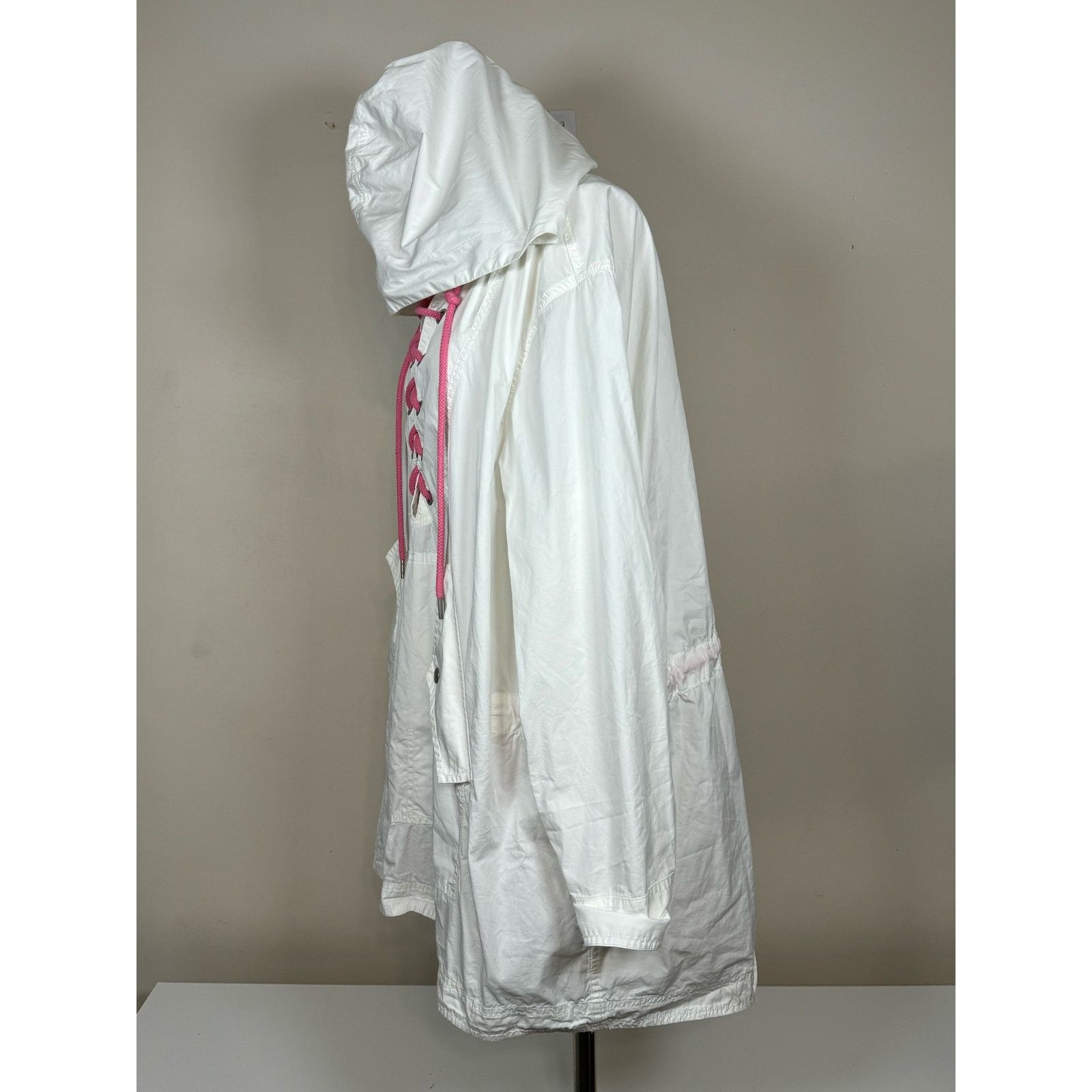 Free People Free People White Pink Lace up Poplin Pullover Hoodie XS/S Size S / US 4 / IT 40 - 3 Thumbnail
