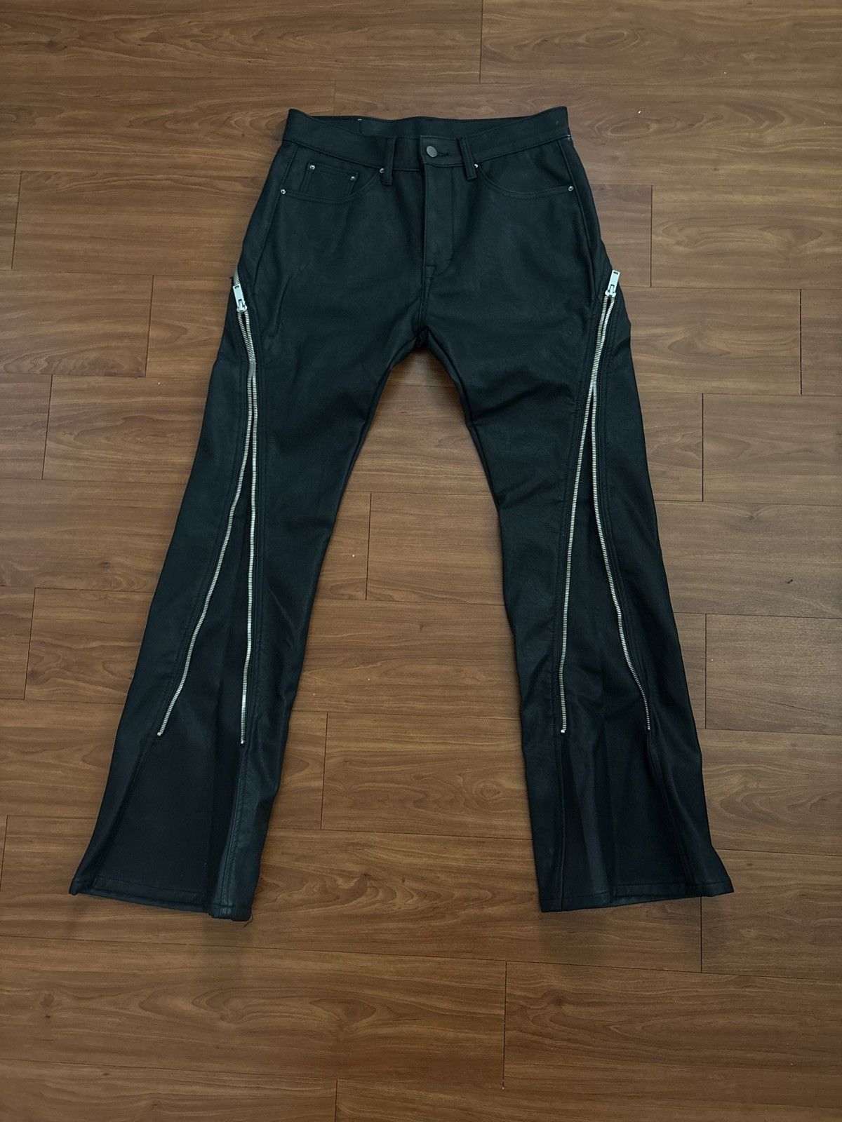 MNML MNML ZIPPER FLARED LEATHER PANTS Size US 31 - 2 Thumbnail