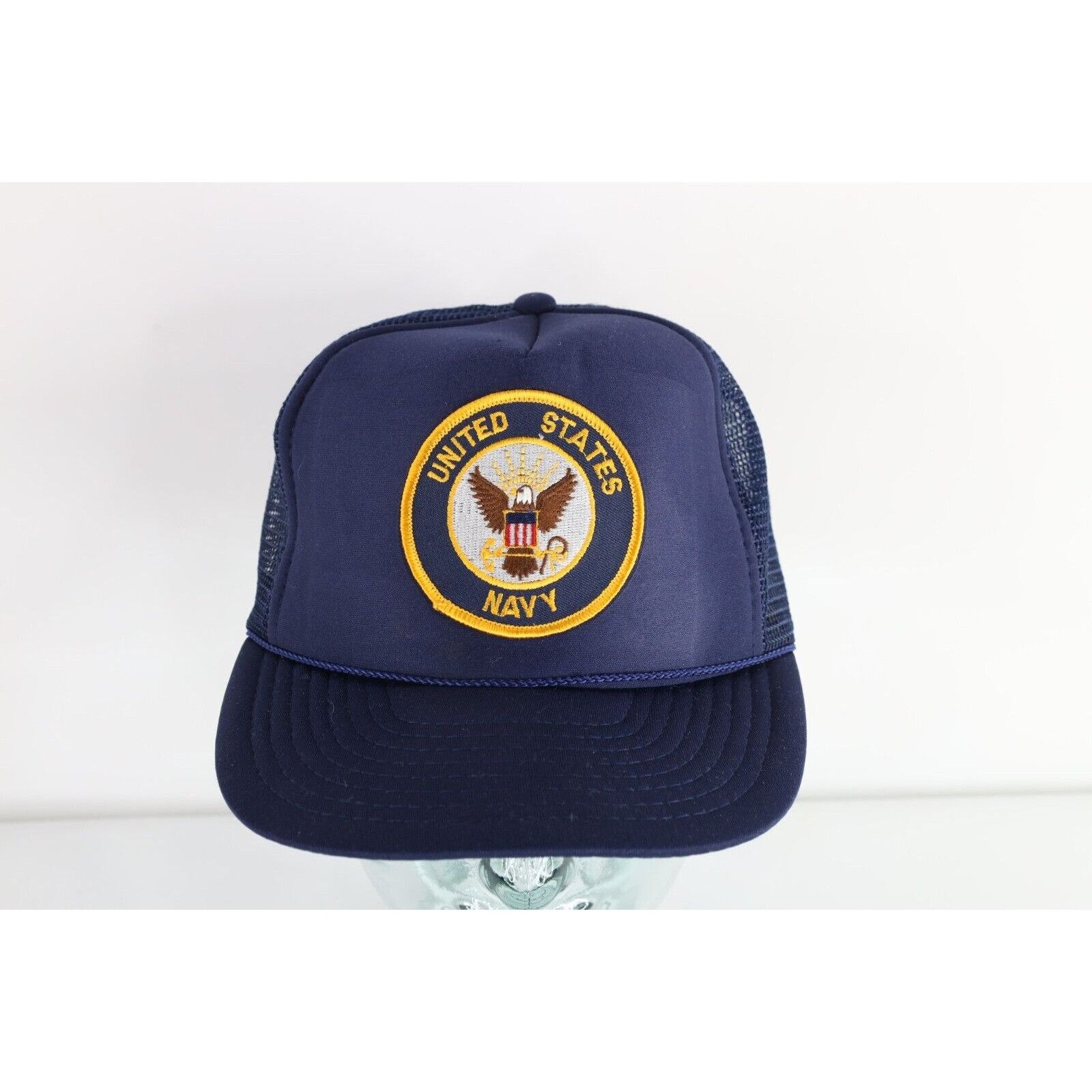Vintage Vintage 90s United States Navy Patch Roped Trucker Hat Size ONE SIZE - 1 Thumbnail