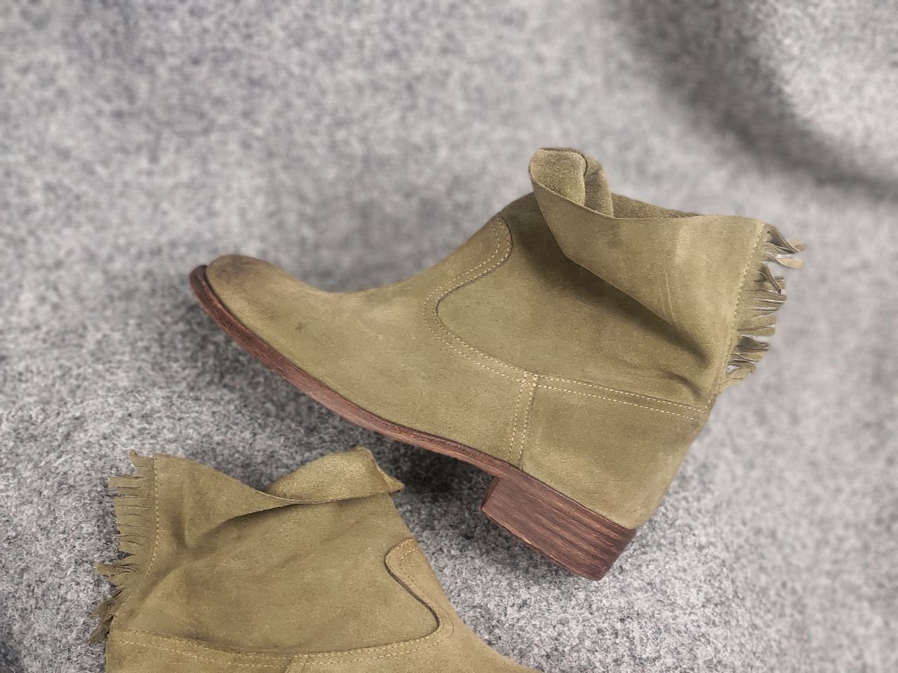 Vintage Via Roma 15 Designer leather shoes green Flat Ankle Boots Size US 11 / IT 41 - 4 Thumbnail