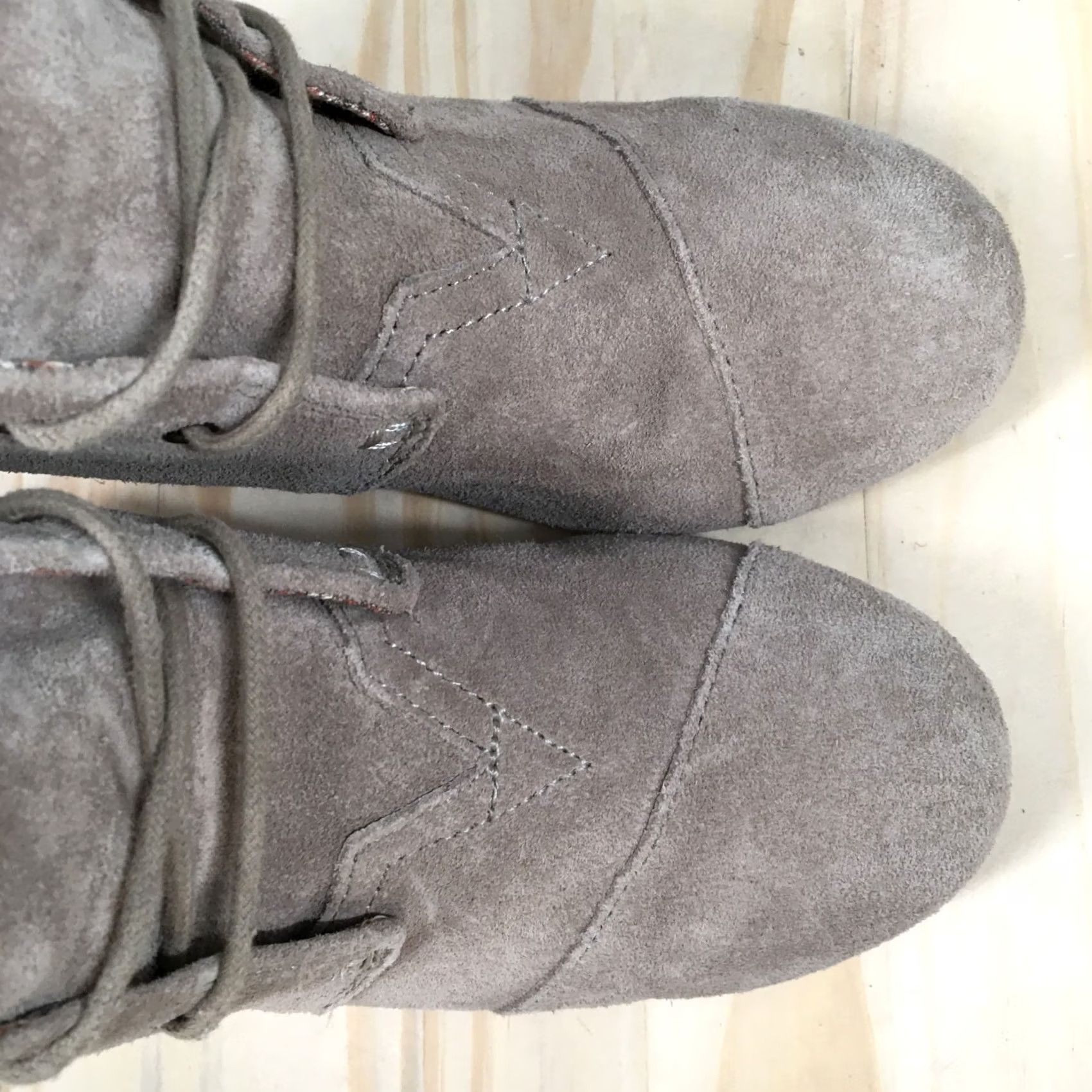 Toms TOMS Boots Womens 8 Desert Ankle Bootie Brown Black Lace Up Wedge Heels 710816 Size US 8 / IT 38 - 7 Thumbnail