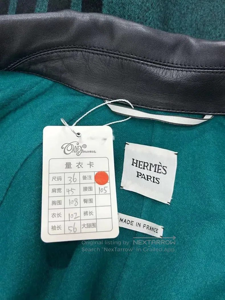 Hermes Hermes Black and green striped print cashmere coat Size XS / US 0-2 / IT 36-38 - 4 Thumbnail