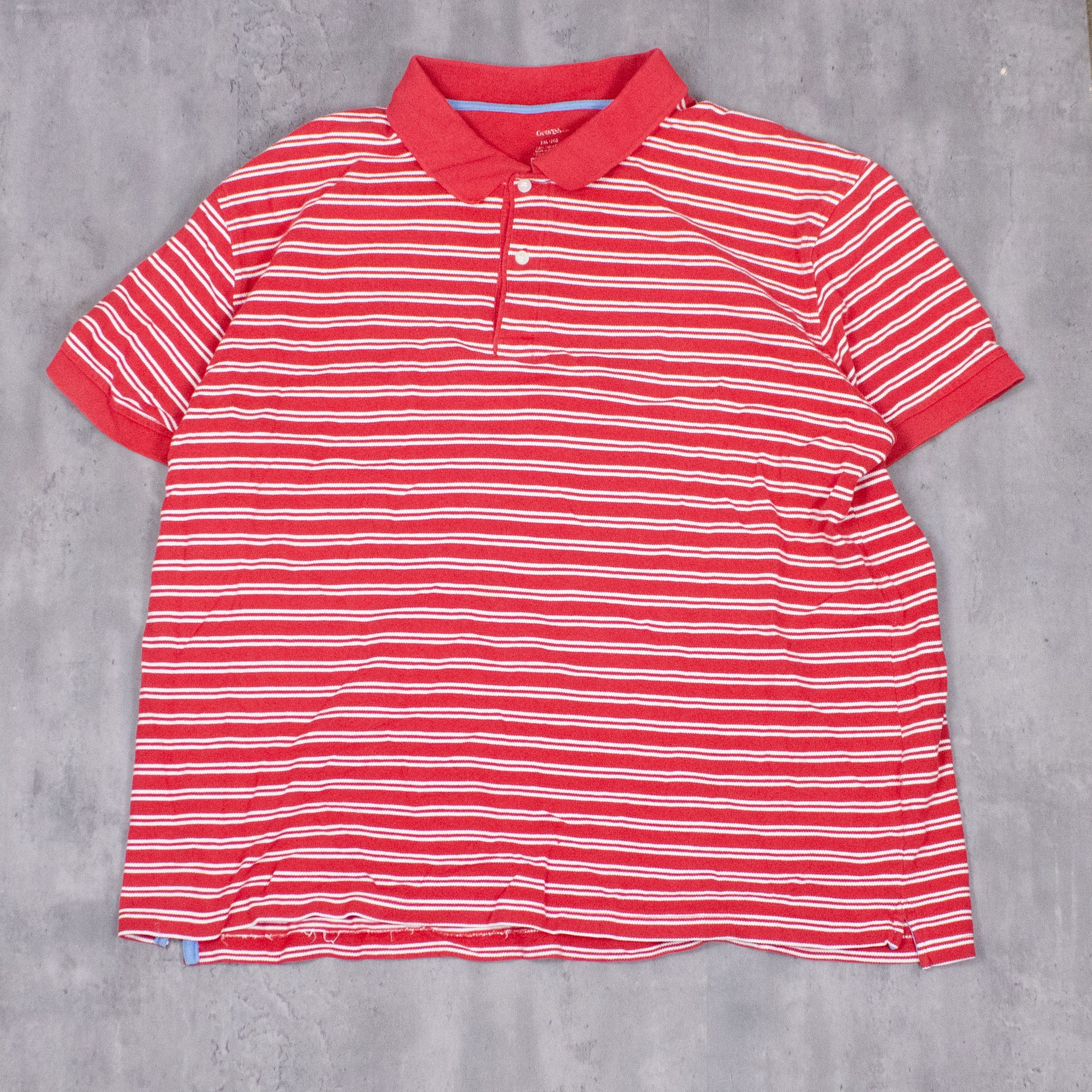 George Y2K 2000’s George Stripped Red Oversized Red Polo Size US XXL / EU 58 / 5 - 2 Thumbnail