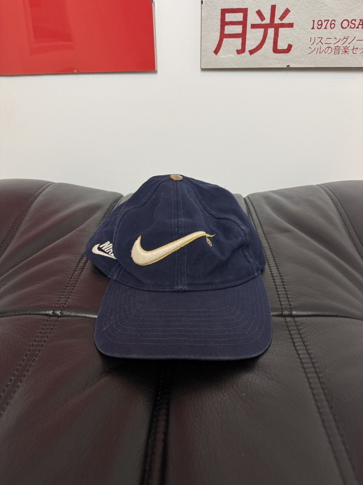 Vintage 80s Nike Logo Swoosh Blue Hat Streetwear Cozy Hype