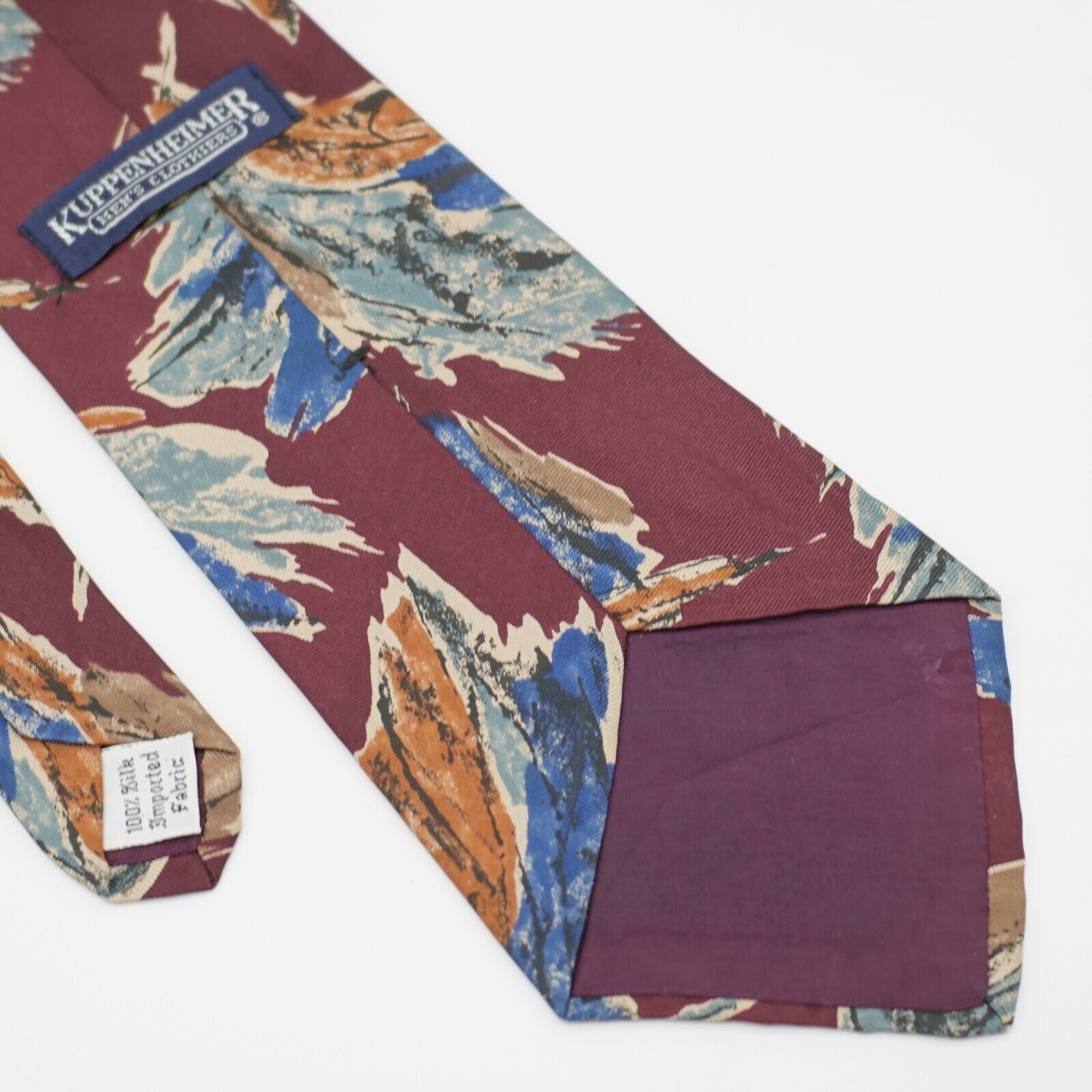 Designer Kuppenheimer Red Blue Orange Floral Print Silk Tie Size ONE SIZE - 5 Thumbnail