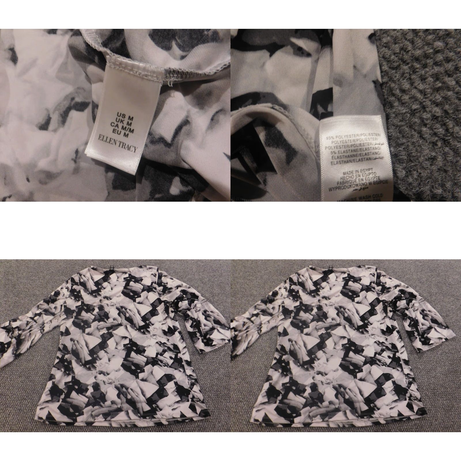 Ellen Tracy Ellen Tracy Womens Blouse M Gray Crew Neck Short Sleeve Pullover Cotton Rayon Stretch Casual Basic Classic Regular Tee Shirt Size M / US 6-8 / IT 42-44 - 8 Thumbnail