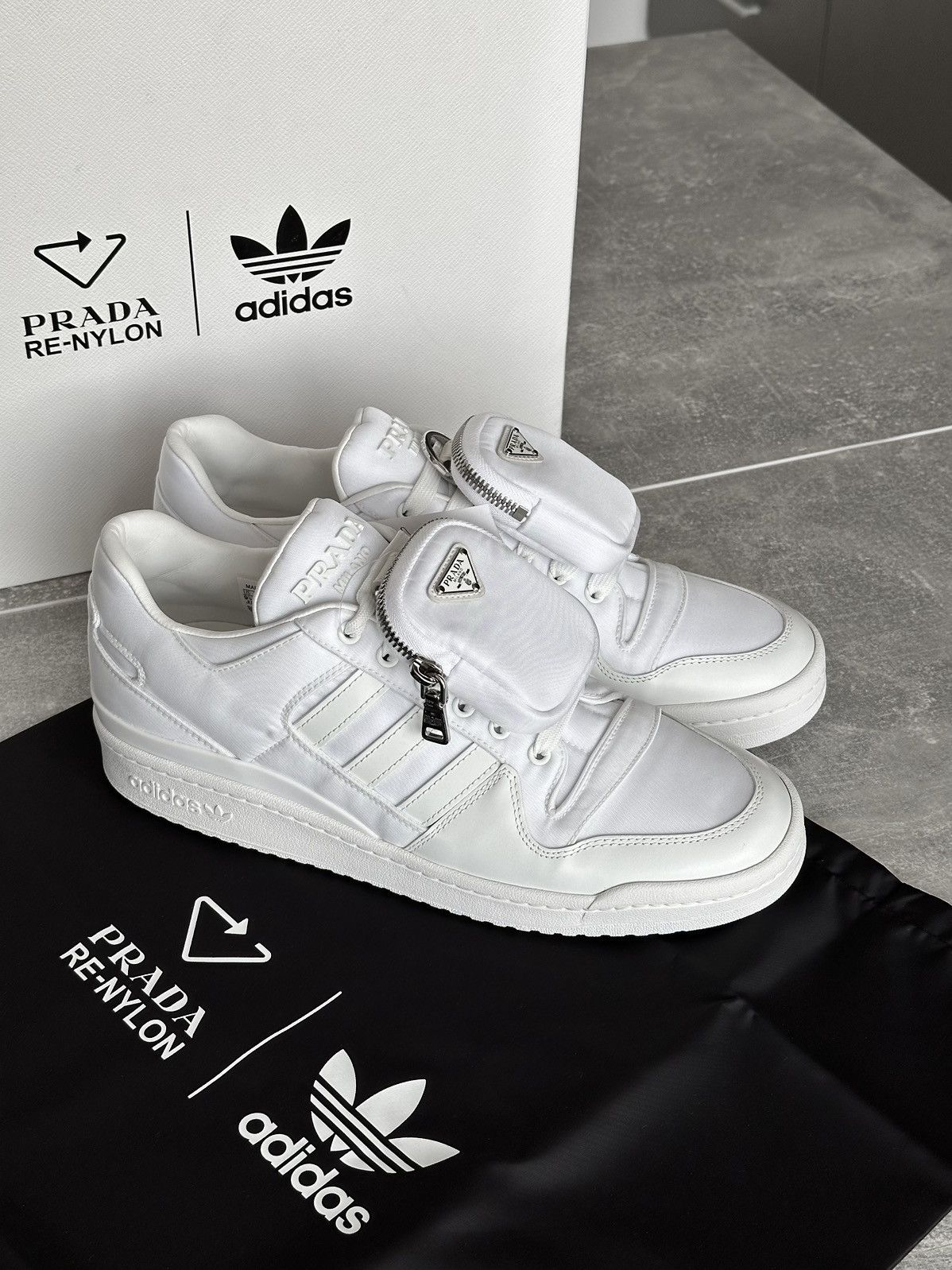 Prada Adidas RE-Nylon Forum Low White Sneakers US 36