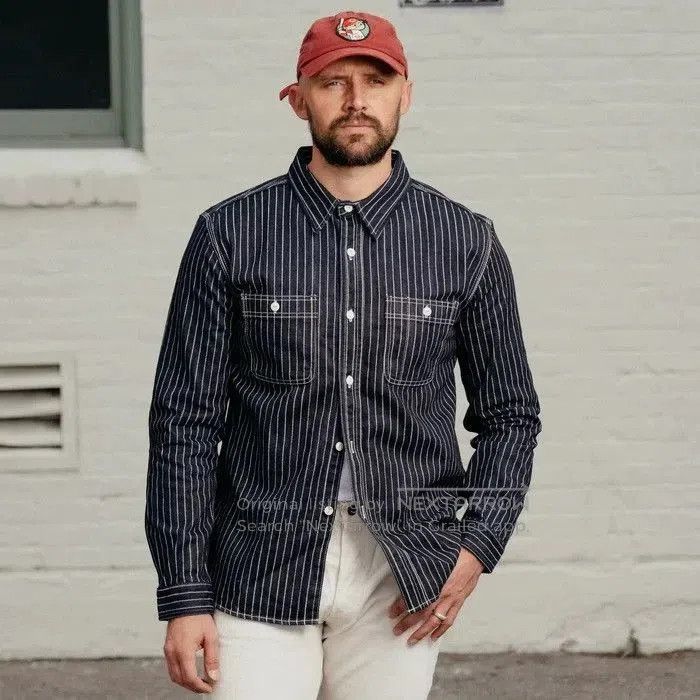 The Flat Head The Flat Head Wabash Stripe Workwear Denim Shirt. Size US S / EU 44-46 / 1 - 1 Thumbnail