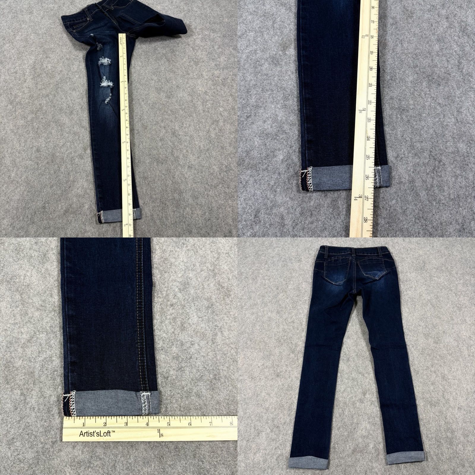 Vintage Wax Jean Stretch Distressed Cuffed Jeans Women's Size 0 Blue Size 25" / US 0 / IT 36 - 10 Thumbnail