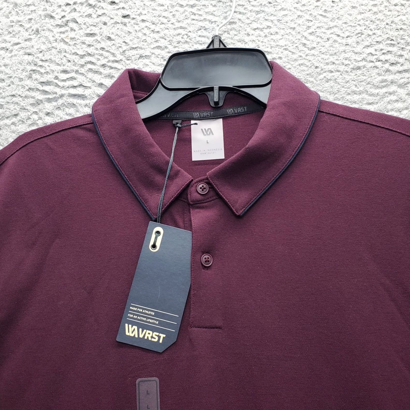 Vintage VRST Piping Club Polo Shirt Mens Large Burgundy Short Sleeve Moisture Wicking Size US L / EU 52-54 / 3 - 7 Thumbnail