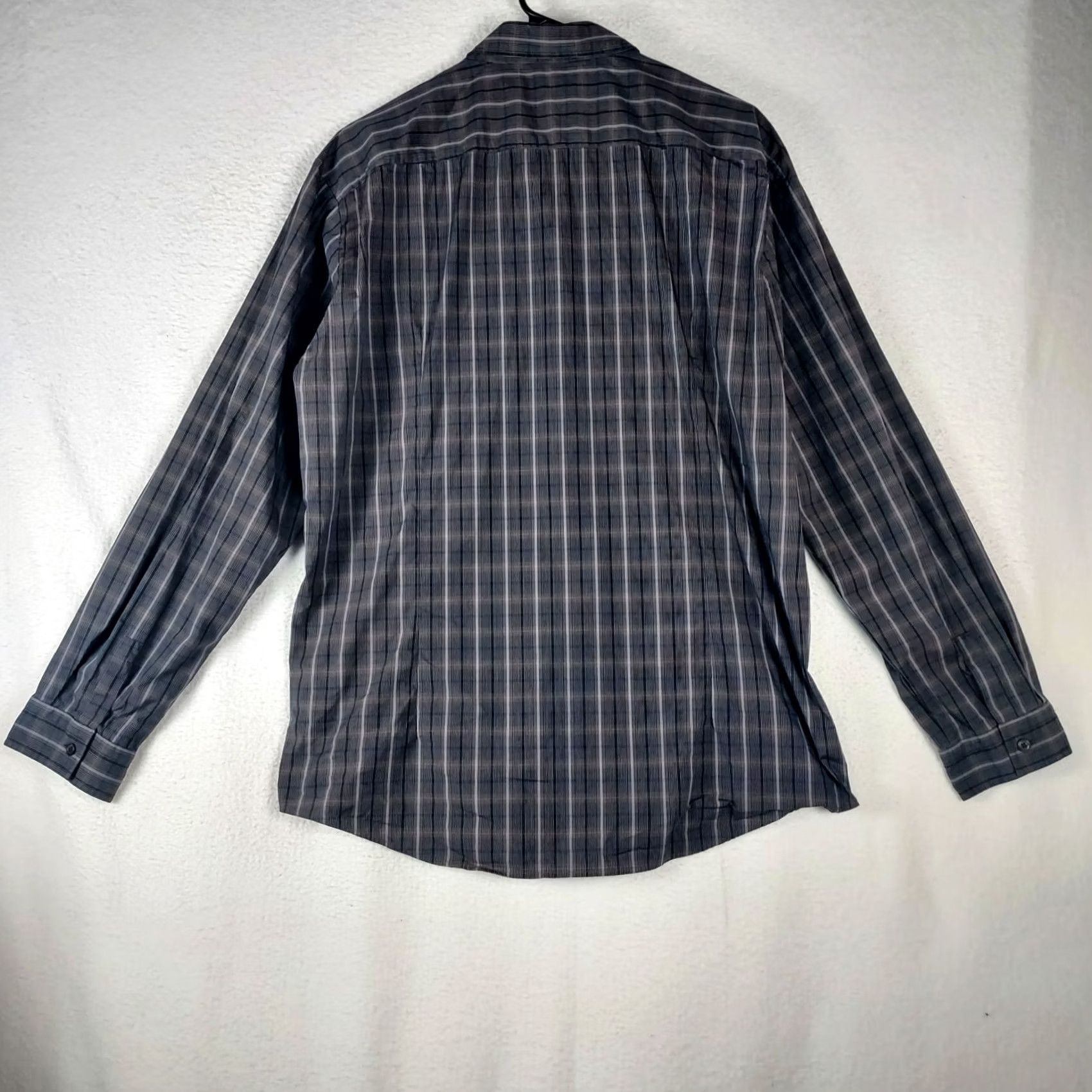Hugo Boss HUGO BOSS Dress Shirt Plaid Gray XL Slim Fit Men's Long Sleeve Button Collared Barrel Cuff Casual Business Size 46R - 2 Thumbnail