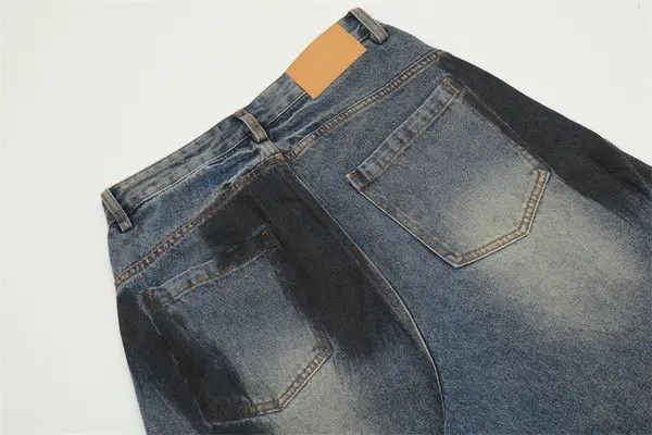 Jean American men's loose graffiti ripped straight jeans Size US 32 / EU 48 - 5 Thumbnail