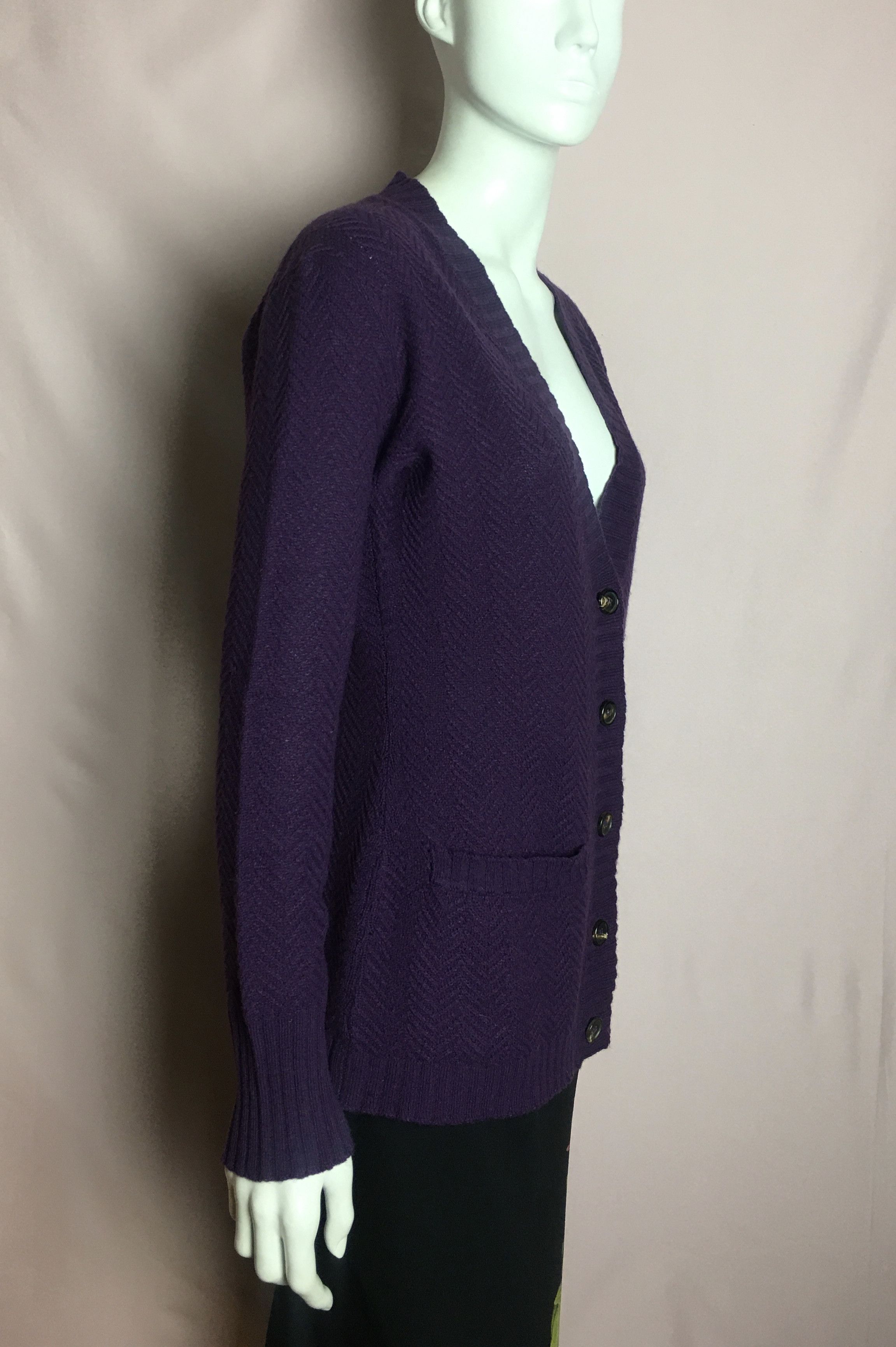 Etro ETRO Cashmere Wool Silk Cable Knit Cardigan Violet IT44 Size M / US 6-8 / IT 42-44 - 2 Thumbnail