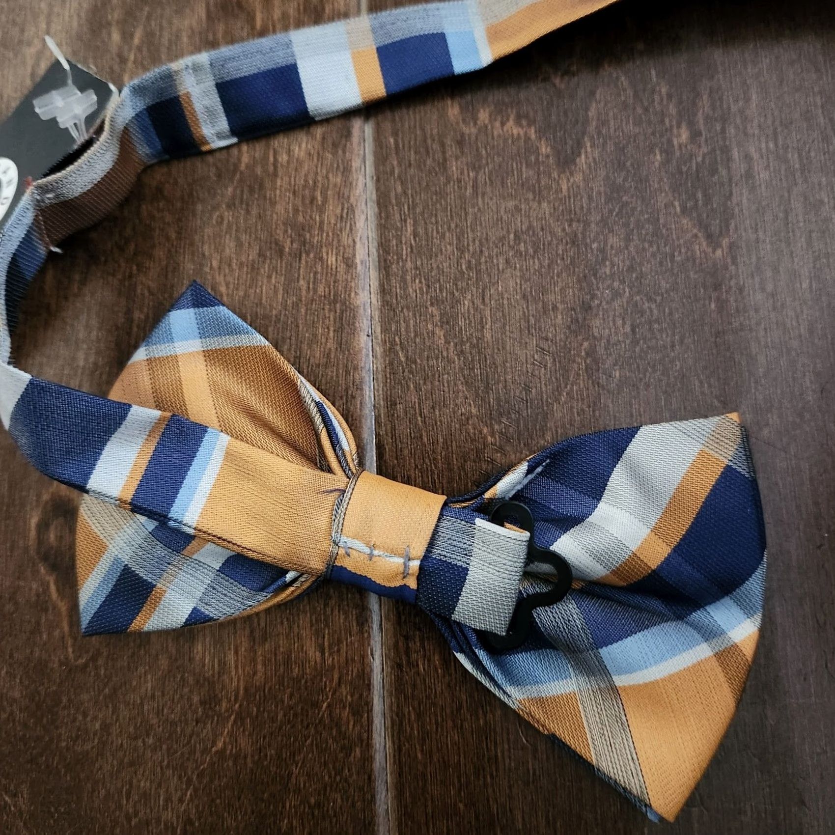 J Brand Brand Q Italy Bow Tie Plaids & Checks Adjustable One Size Multicolor Blue Tan NWT Men Size ONE SIZE - 7 Thumbnail