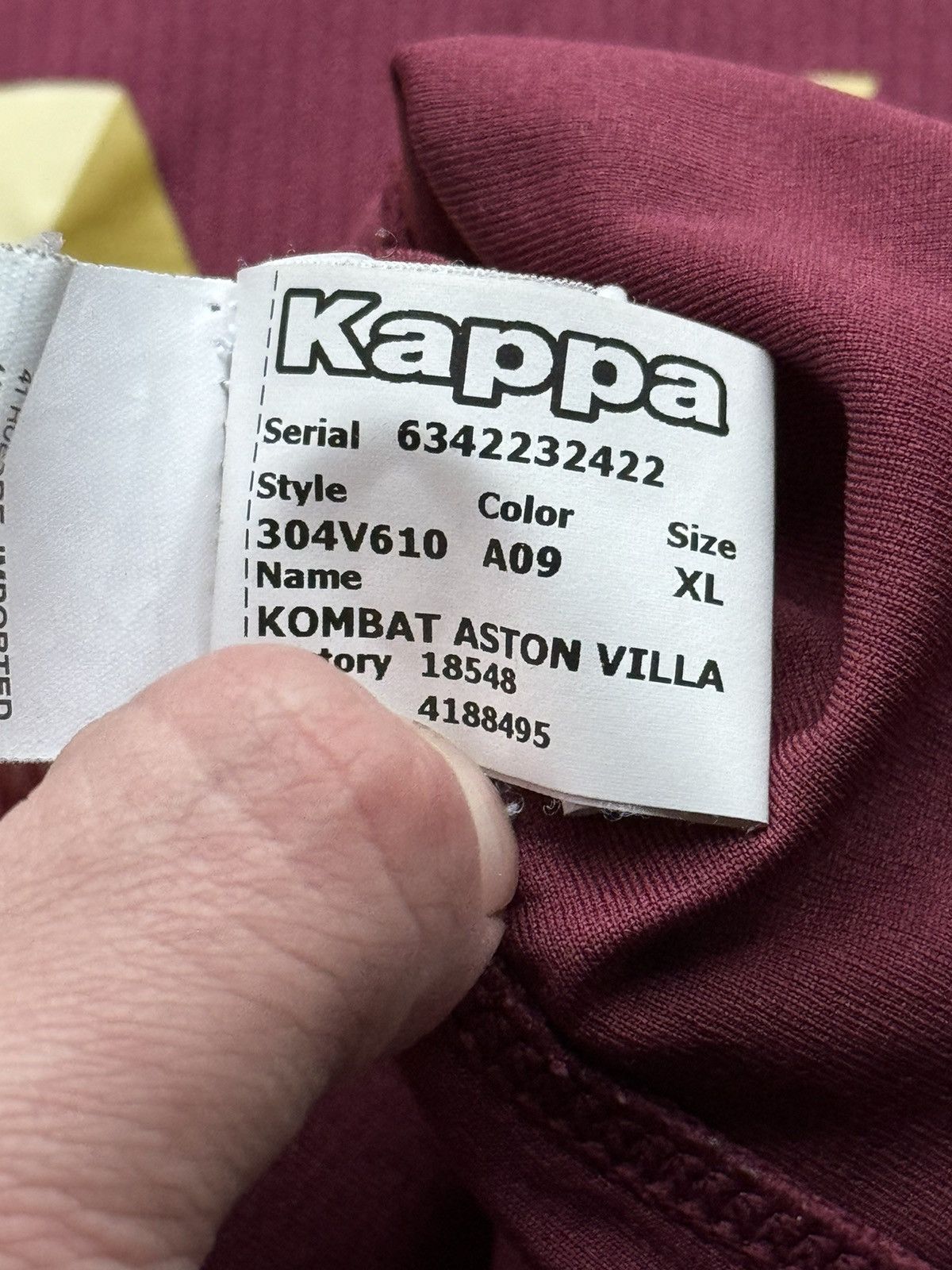 Kappa Aston Villa 19/20 Home Football Jersey Size US XL / EU 56 / 4 - 16 Thumbnail