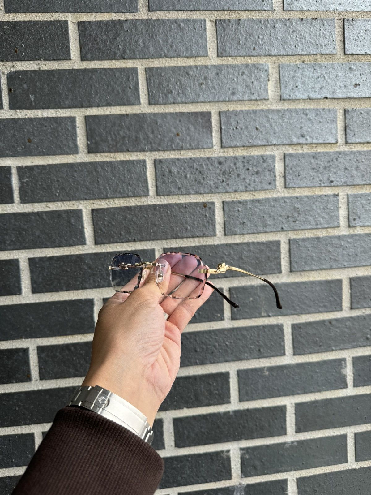 Cartier Cartier Panther Pantherè Gold Diamond Cut Sunglasses Size ONE SIZE - 3 Thumbnail