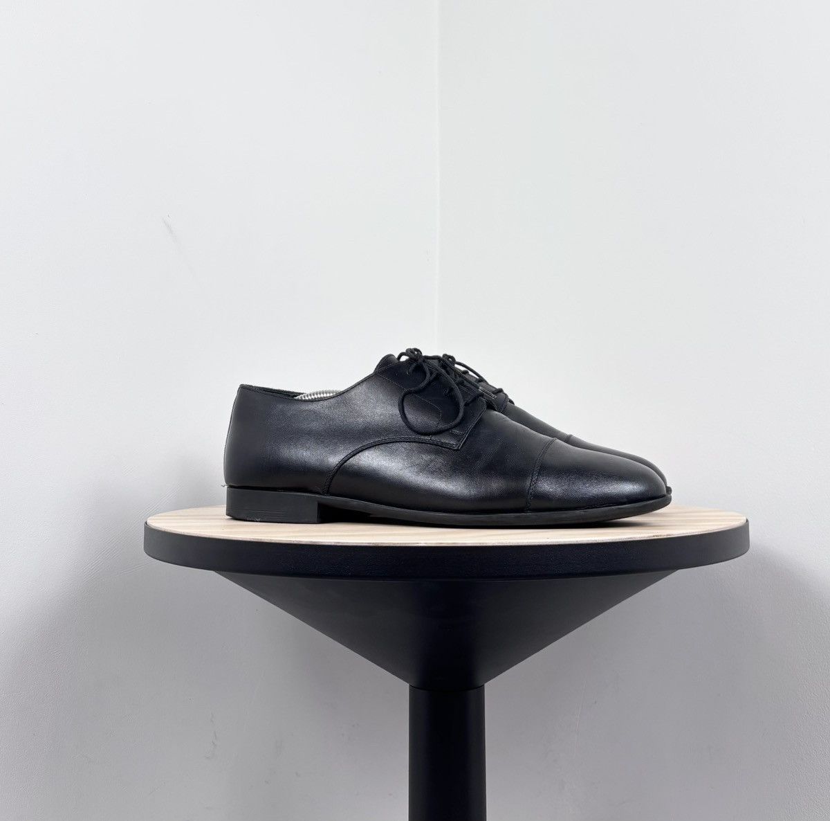 Hermes Hermes Men’s Black Leather Cap Toe Derby Dress Shoes Size US 8 / EU 41 - 1 Thumbnail