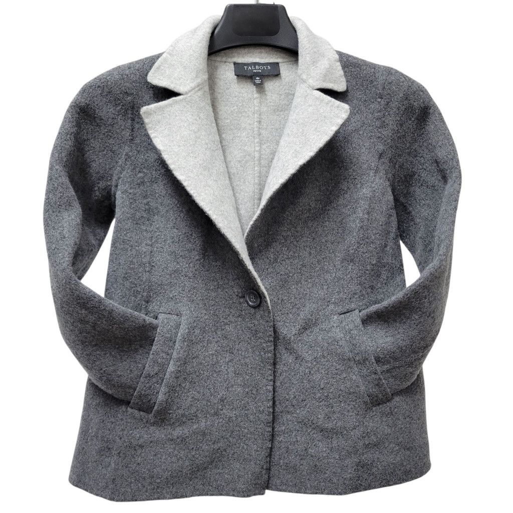Talbots Talbots Women's Double-Face Wing Collar Wool Gray Jacket 4P Size S / US 4 / IT 40 - 1 Thumbnail