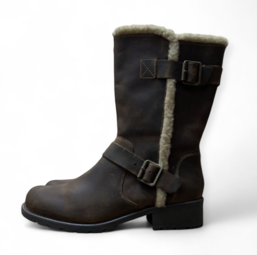 Clarks CLARKS Engineer Boots Biker Boots Fur Trimmed Size US 8.5 / IT 38.5 - 16 Thumbnail