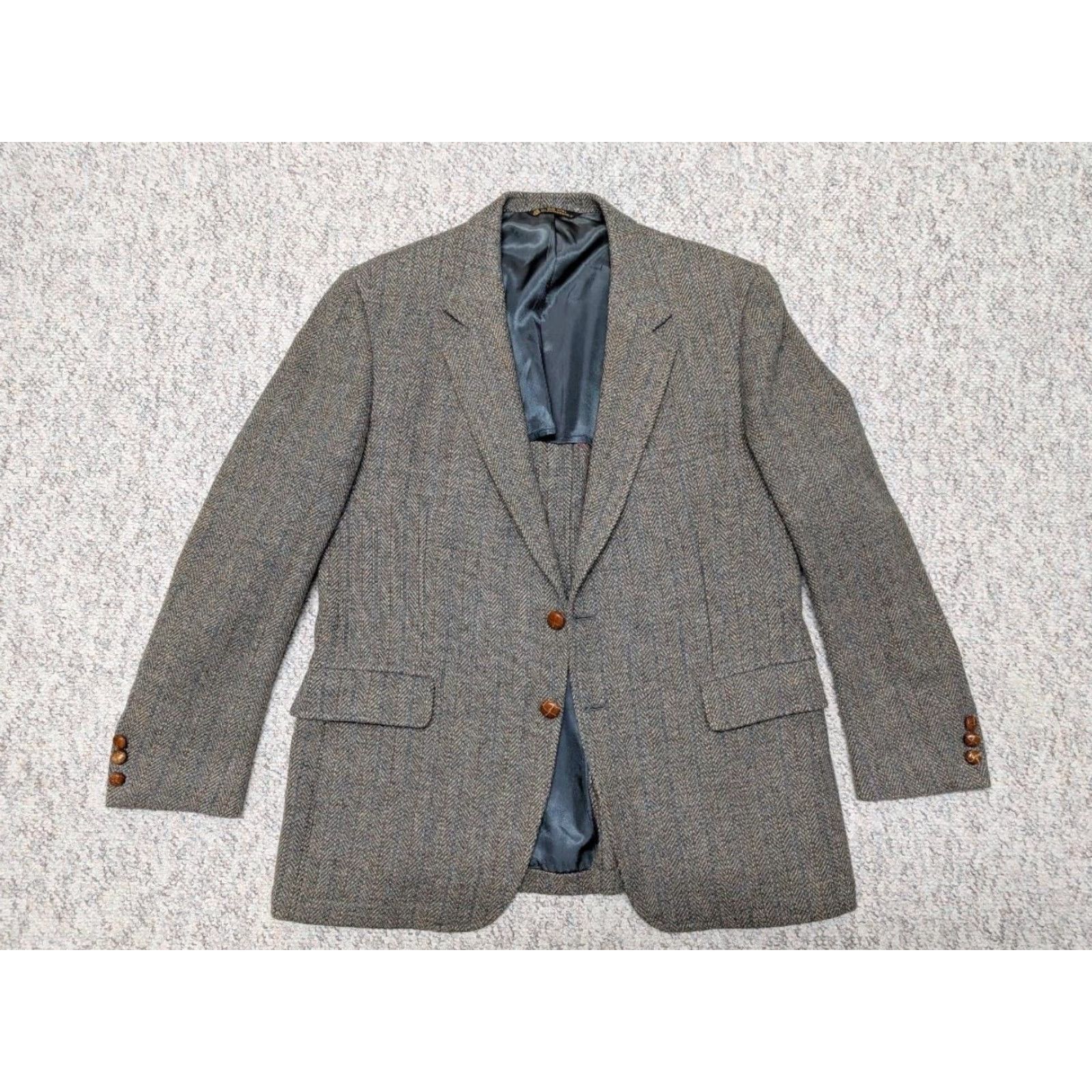 Vintage VINTAGE Kingsridge USA Blazer - Donegal Tweed Wool Herringbone Brown 42R Men’s Single-Breasted Two-Button Notch Lapel (Brown/Gray) Size 42R - 3 Thumbnail
