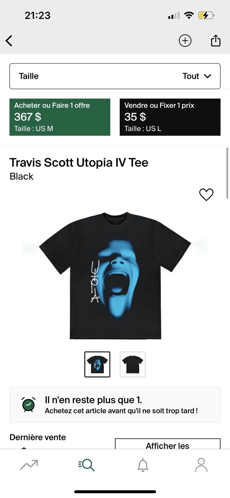 image of Travis Scott Utopia T Shirt in Black, Men's (Size XL)