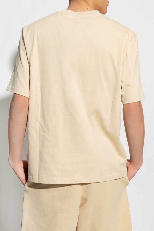 AMI Beige Tonal Embroidered Ami de Couer Logo T-Shirt Size US M / EU 48-50 / 2 - 3 Thumbnail
