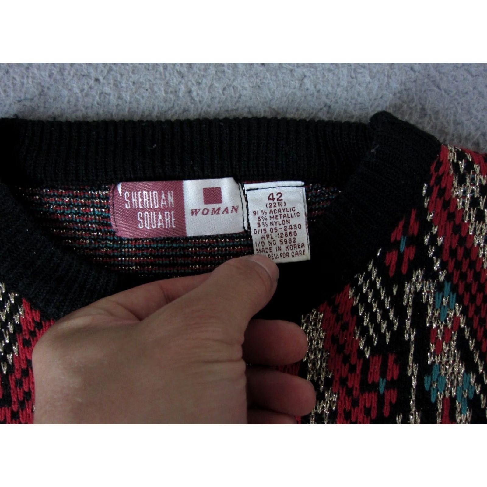 Vintage VINTAGE Sheridan Square Sweater Womens 22W Black Red Blue Paisley Baroque Gold 90s 80s Size 3XL / US 20-22 - 4 Thumbnail